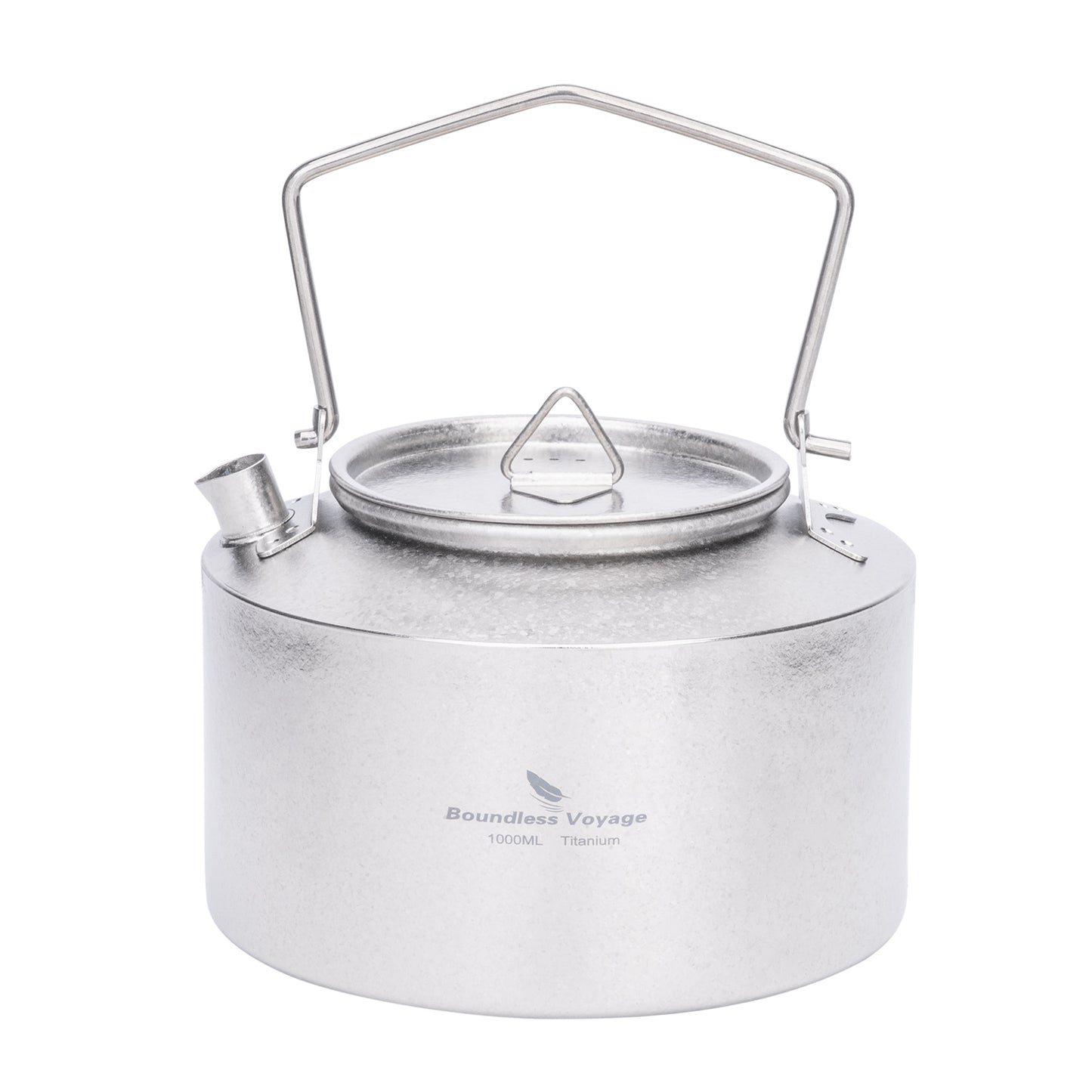 Boundless Voyage 1000ml Ultralight Titanium Camping Kettle with Foldable Handle & Steam Vent Lid, One-Piece Body Water Pot for Outdoor Hiking Backpacking Ti3099D