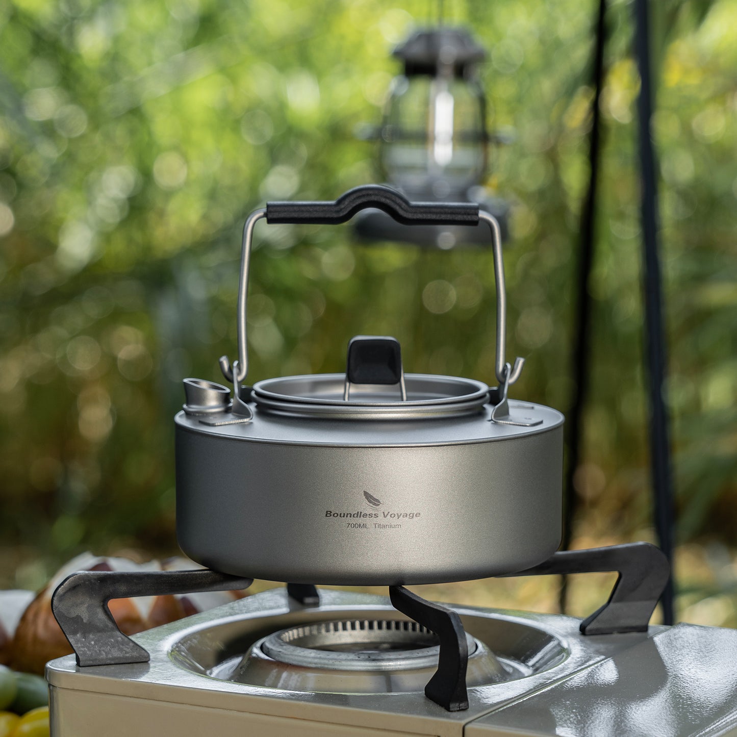 Boundless Voyage Titanium 700 ml Wasserkocher mit Klappgriff Outdoor Camping Ultraleichter tragbarer Teekessel Teekanne Ti3100D