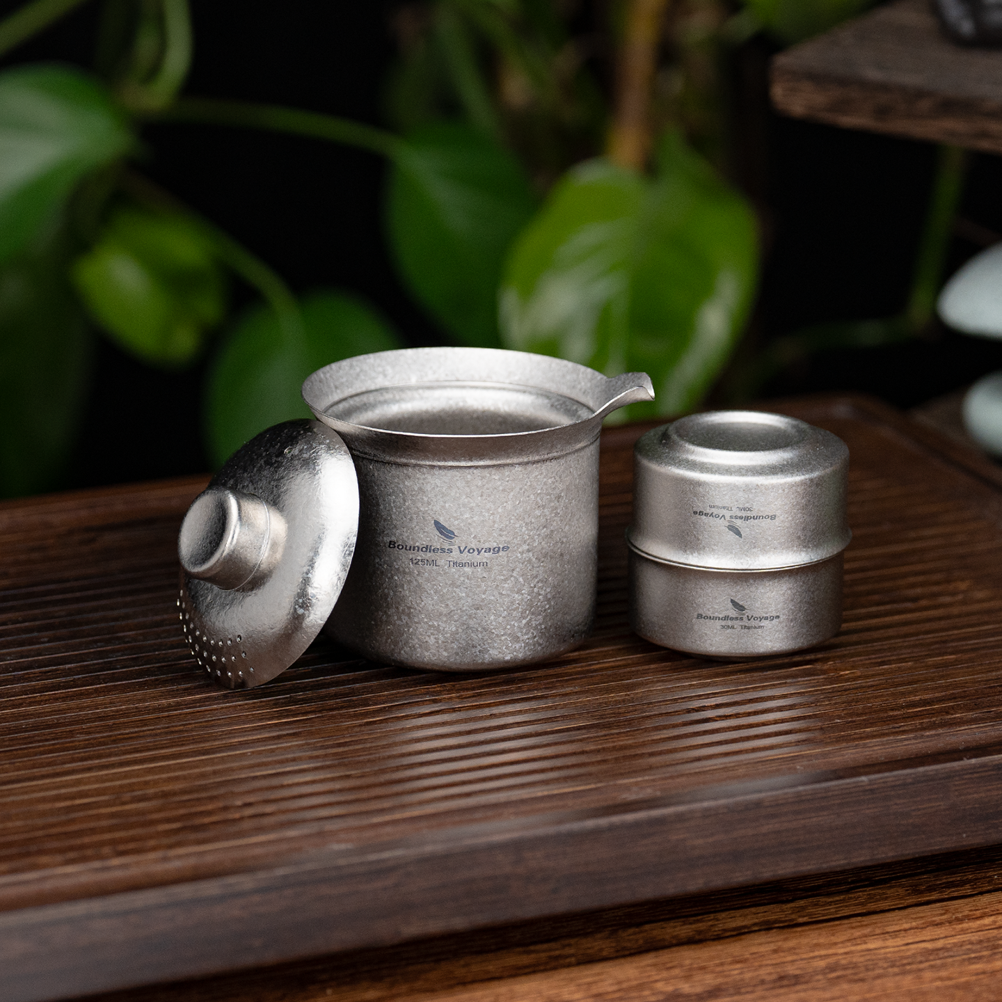 Boundless Voyage Titanium Tea Maker 125ml Double-Wall Anti-Scald Filter Lid, Solo or Set with 3 Mini Cups Ti3145D Ti3149D