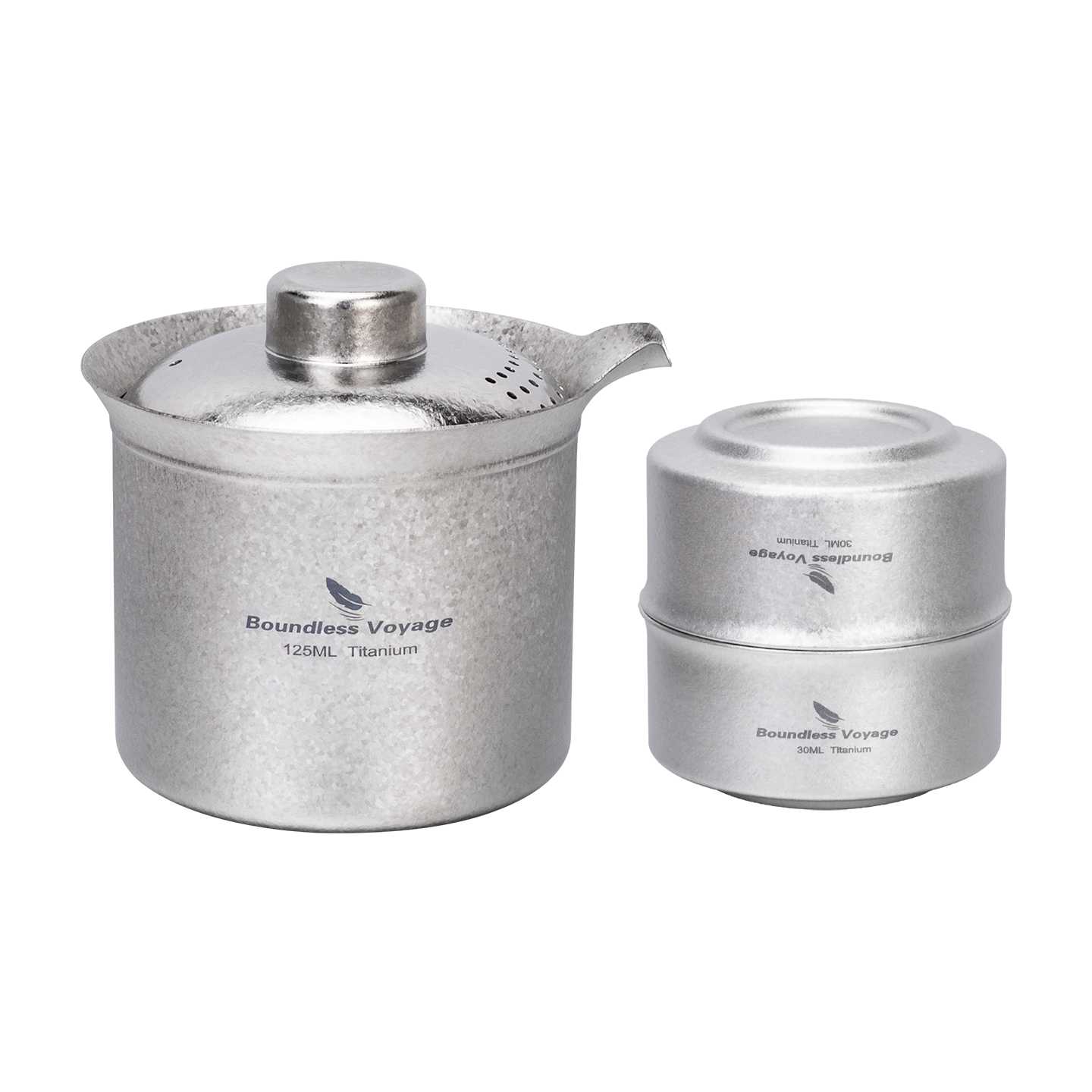 Boundless Voyage Titanium Tea Maker 125ml Double-Wall Anti-Scald Filter Lid, Solo or Set with 3 Mini Cups Ti3145D Ti3149D