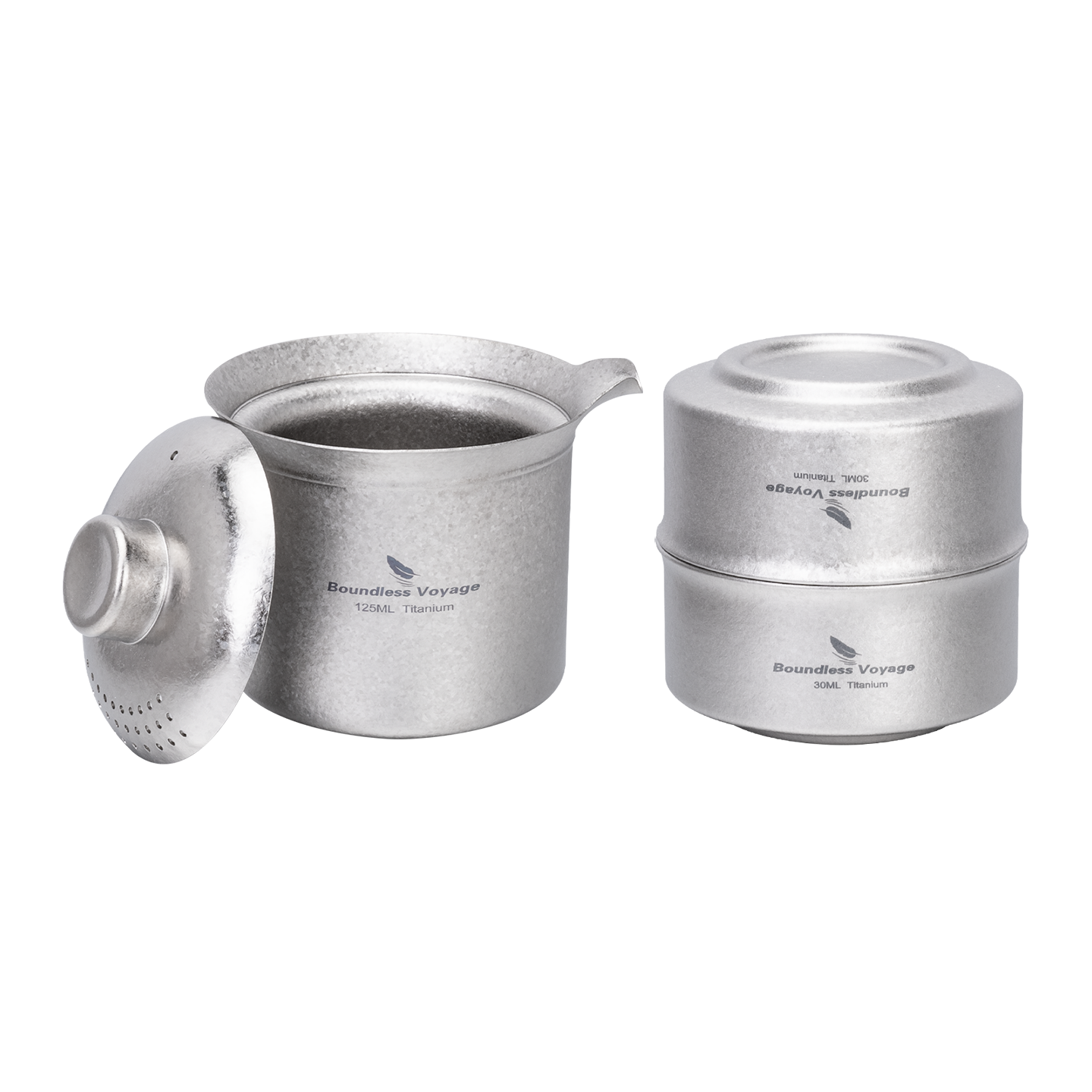 Boundless Voyage Titanium Tea Maker 125ml Double-Wall Anti-Scald Filter Lid, Solo or Set with 3 Mini Cups Ti3145D Ti3149D