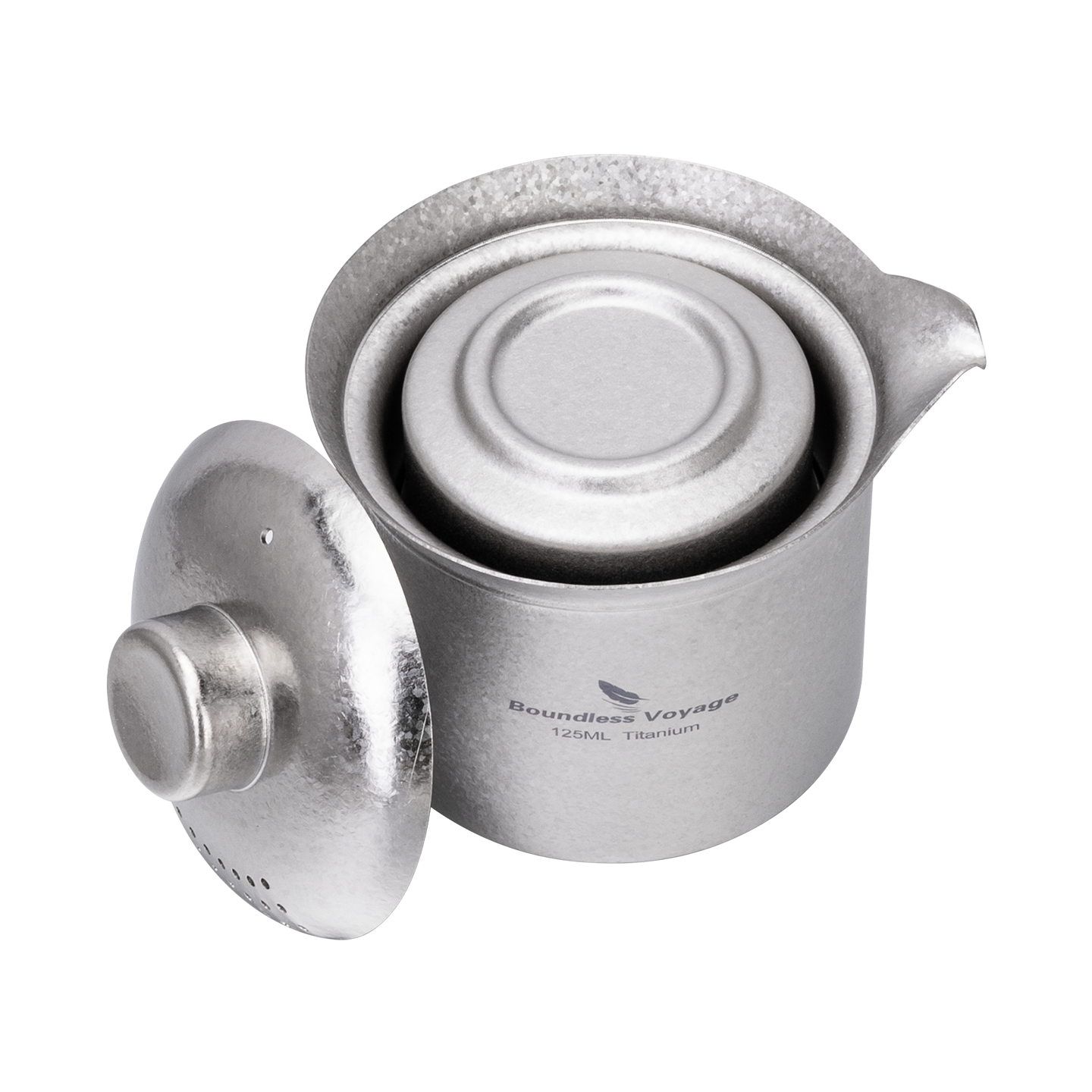 Boundless Voyage Titanium Tea Maker 125ml Double-Wall Anti-Scald Filter Lid, Solo or Set with 3 Mini Cups Ti3145D Ti3149D