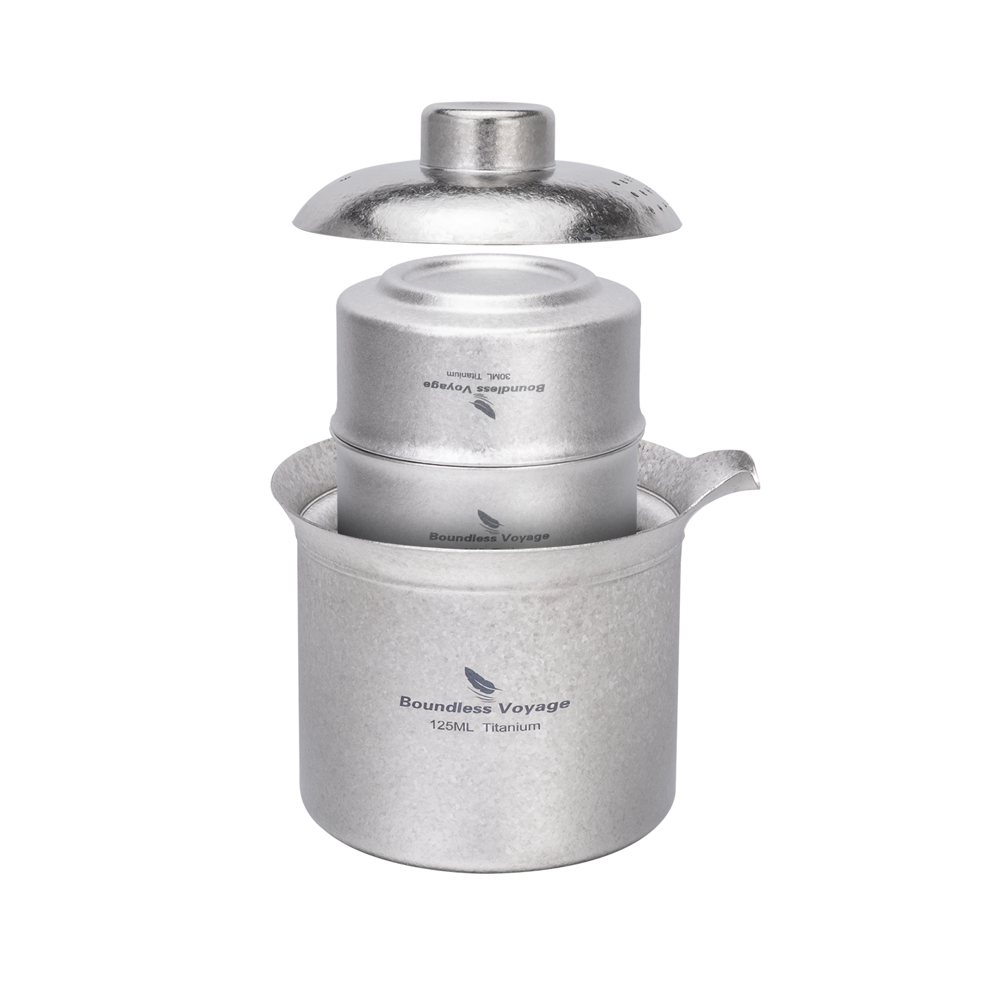 Boundless Voyage Titanium Tea Maker 125ml Double-Wall Anti-Scald Filter Lid, Solo or Set with 3 Mini Cups Ti3145D Ti3149D