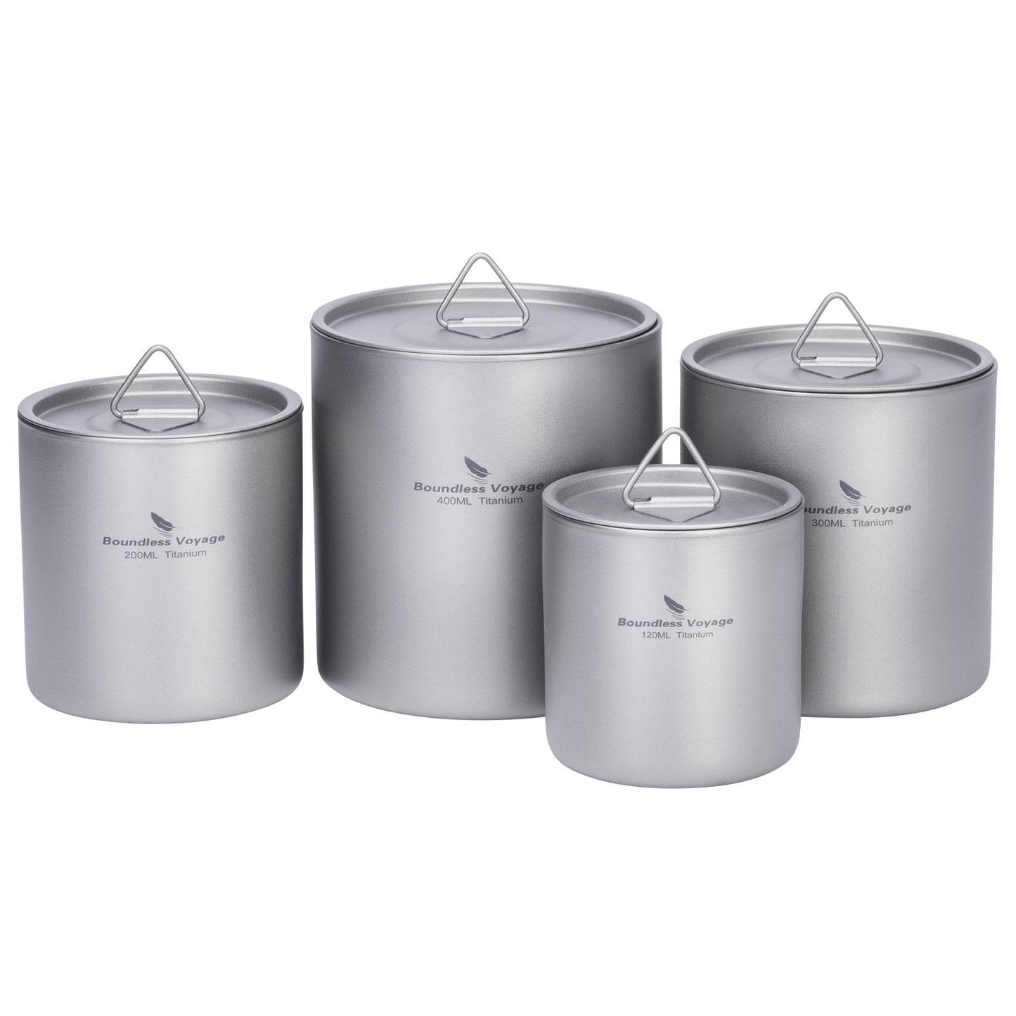 Boundless Voyage Stackable Double Walled Pure Titanium Cup |120ml/200ml/300ml/400ml Ultralight Durable Coffee & Tea Mug, Portable Drinkware for Outdoor Camping & Daily Home Use Ti3240D-Ti3245D
