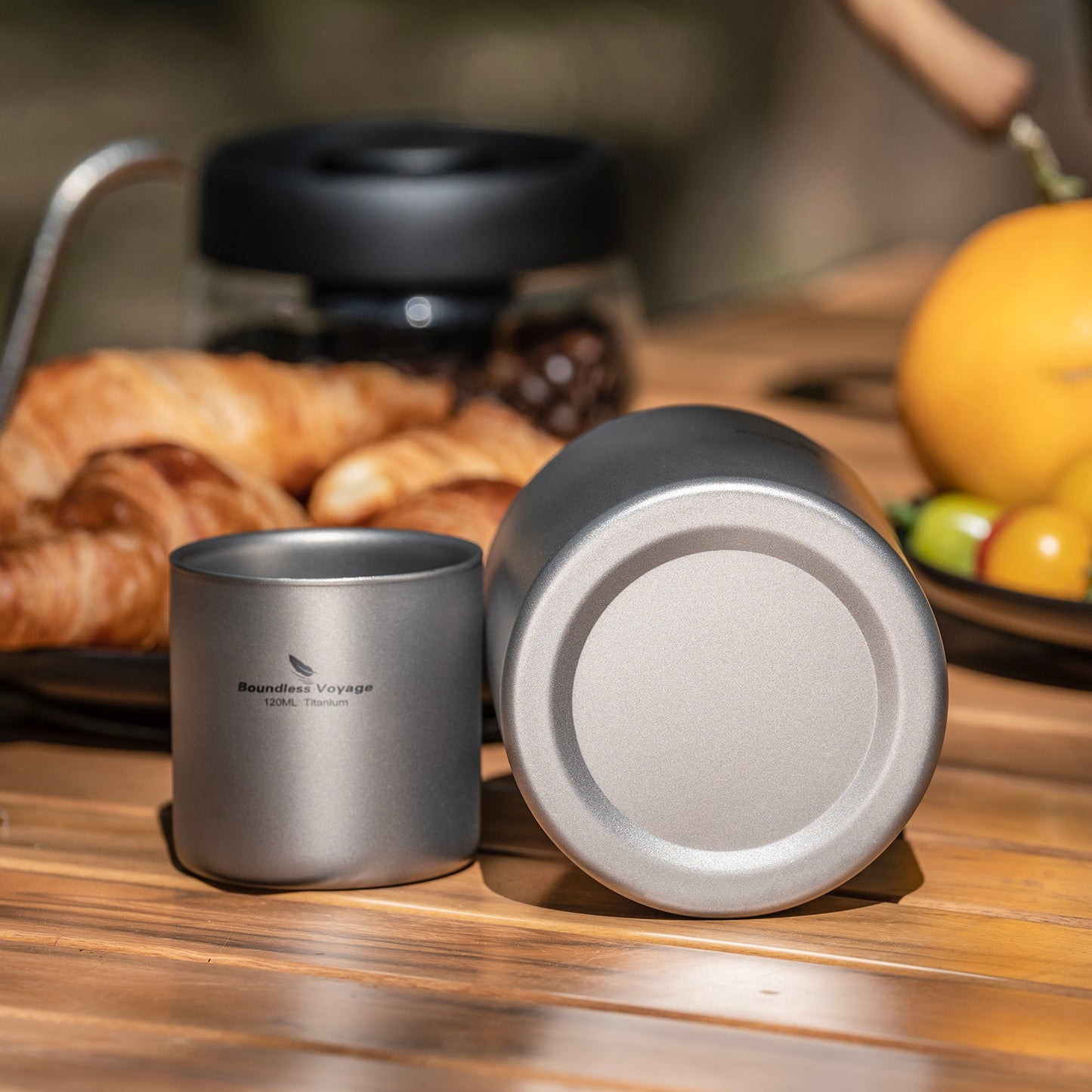 Boundless Voyage Stackable Double Walled Pure Titanium Cup |120ml/200ml/300ml/400ml Ultralight Durable Coffee & Tea Mug, Portable Drinkware for Outdoor Camping & Daily Home Use Ti3240D-Ti3245D