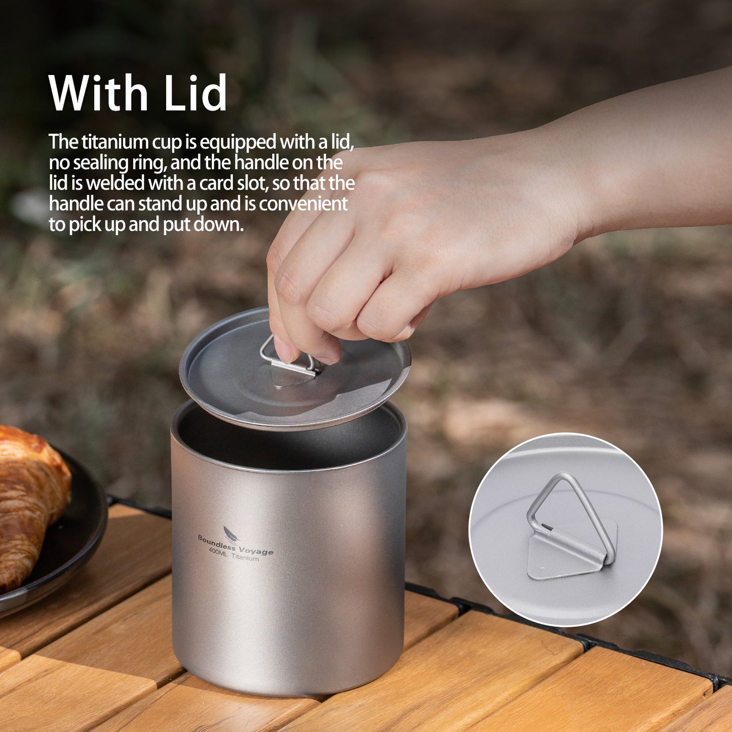 Boundless Voyage Stackable Double Walled Pure Titanium Cup |120ml/200ml/300ml/400ml Ultralight Durable Coffee & Tea Mug, Portable Drinkware for Outdoor Camping & Daily Home Use Ti3240D-Ti3245D