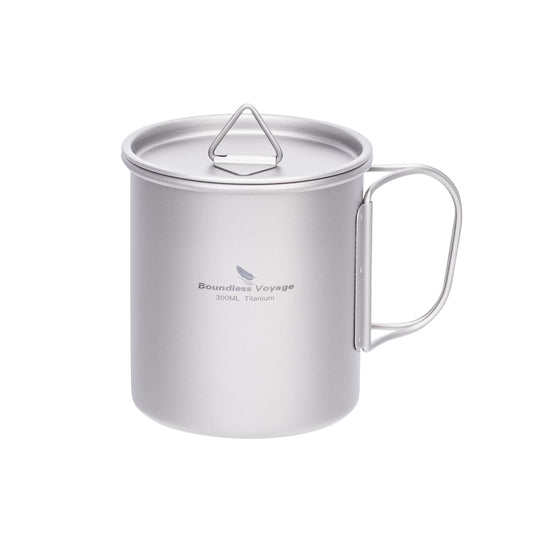 Boundless Voyage Titanium Camping Cup with Lid 300ml 450ml 750ml Stackable Lightweight Mug Pot for Backpacking, Hiking, Travel Durable Portable Cookware for Ultralight Outdoor Enthusiasts 3247-3250D