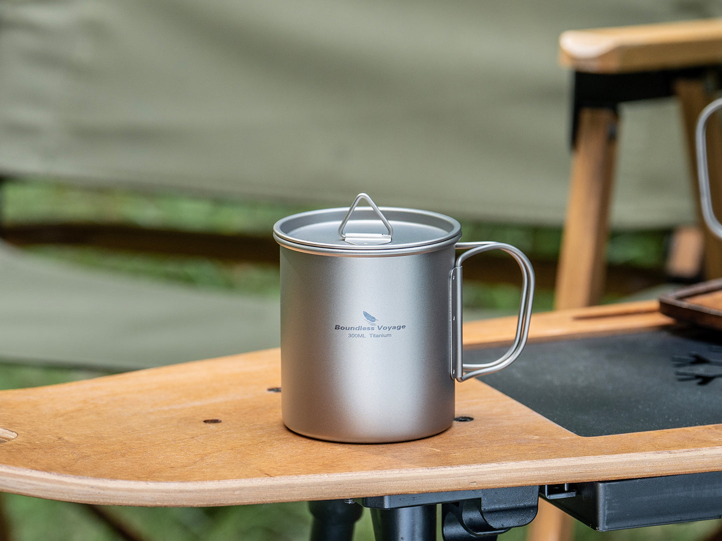 Boundless Voyage Titanium Camping Cup with Lid 300ml 450ml 750ml Stackable Lightweight Mug Pot for Backpacking, Hiking, Travel Durable Portable Cookware for Ultralight Outdoor Enthusiasts Ti3247D-Ti3250D