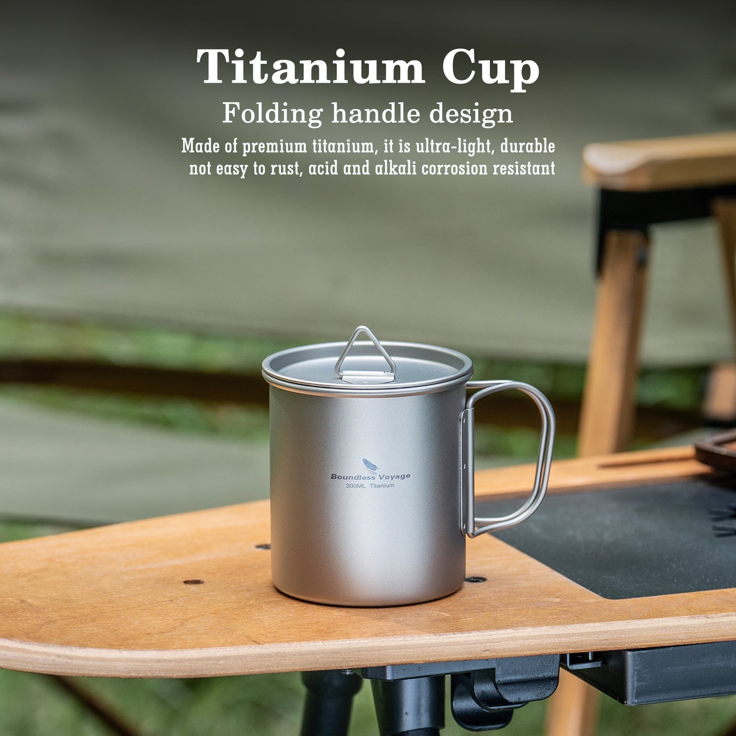 Boundless Voyage Titanium Camping Cup with Lid 300ml 450ml 750ml Stackable Lightweight Mug Pot for Backpacking, Hiking, Travel Durable Portable Cookware for Ultralight Outdoor Enthusiasts Ti3247D-Ti3250D