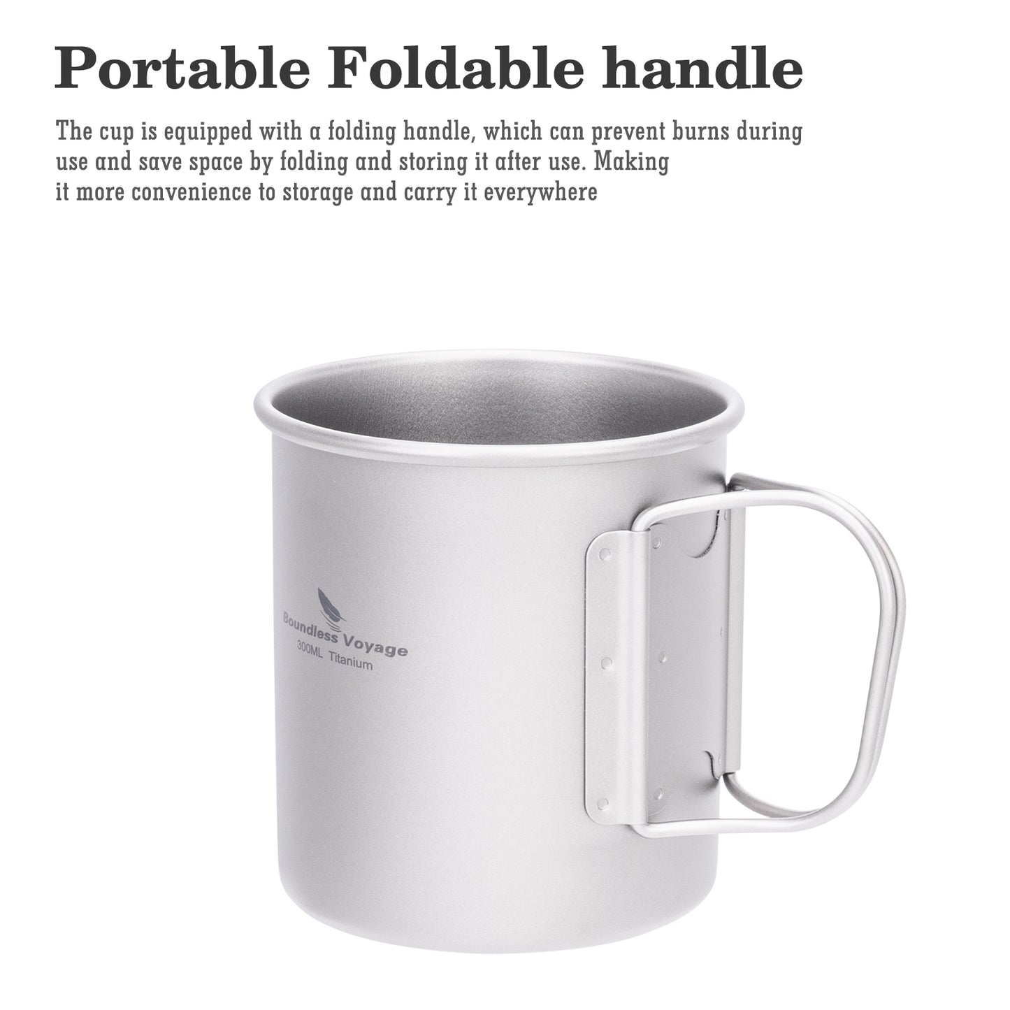 Boundless Voyage Titanium Camping Cup with Lid 300ml 450ml 750ml Stackable Lightweight Mug Pot for Backpacking, Hiking, Travel Durable Portable Cookware for Ultralight Outdoor Enthusiasts Ti3247D-Ti3250D