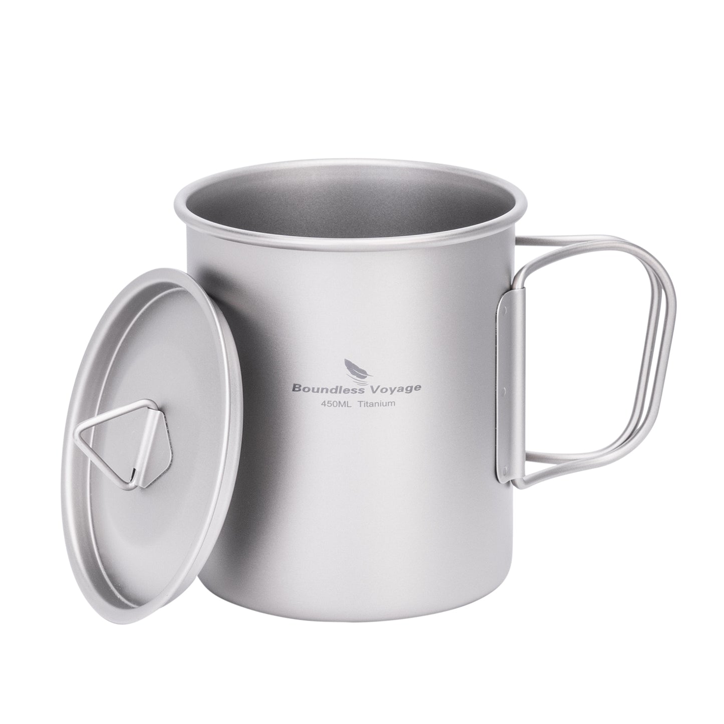 Boundless Voyage Titanium Camping Cup with Lid 300ml 450ml 750ml Stackable Lightweight Mug Pot for Backpacking, Hiking, Travel Durable Portable Cookware for Ultralight Outdoor Enthusiasts Ti3247D-Ti3250D