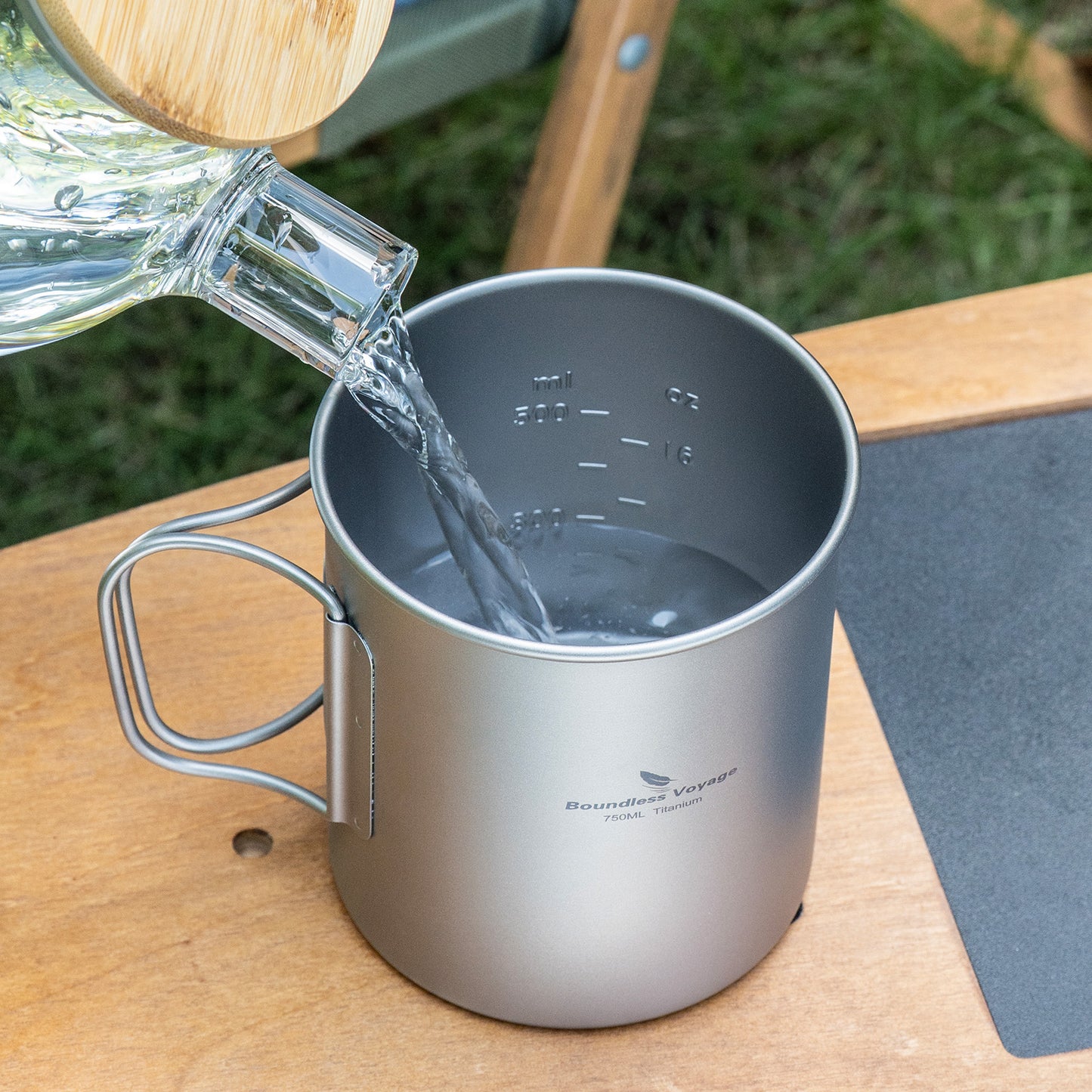 Boundless Voyage Titanium Camping Cup with Lid 300ml 450ml 750ml Stackable Lightweight Mug Pot for Backpacking, Hiking, Travel Durable Portable Cookware for Ultralight Outdoor Enthusiasts Ti3247D-Ti3250D