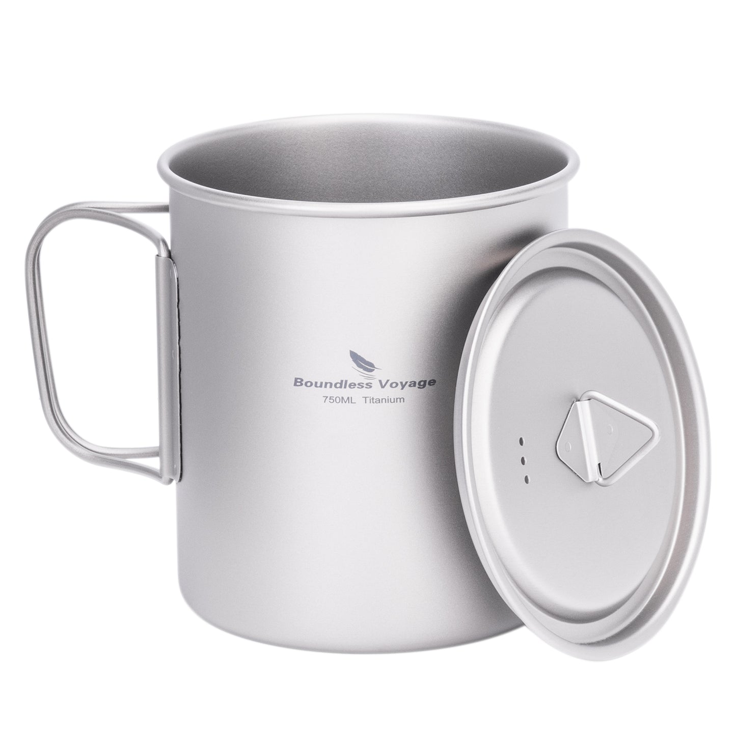 Boundless Voyage Titanium Camping Cup with Lid 300ml 450ml 750ml Stackable Lightweight Mug Pot for Backpacking, Hiking, Travel Durable Portable Cookware for Ultralight Outdoor Enthusiasts Ti3247D-Ti3250D