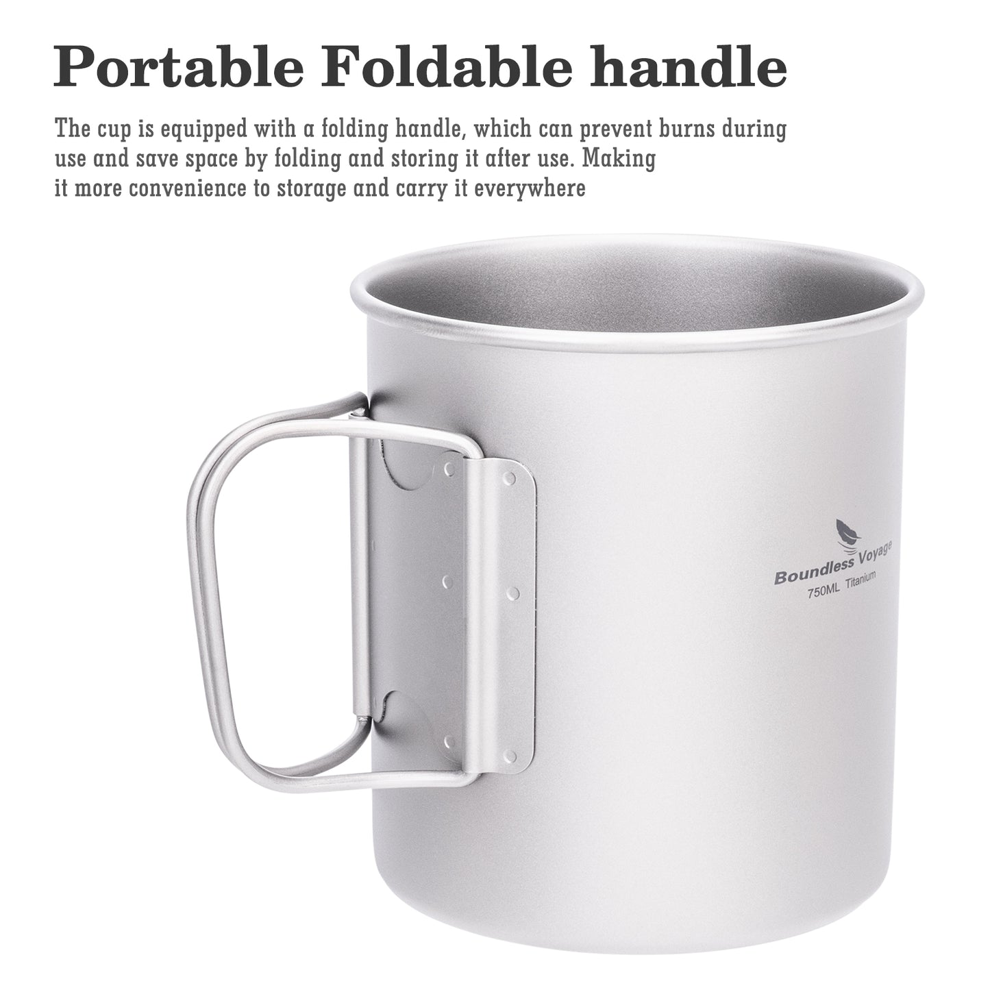 Boundless Voyage Titanium Camping Cup with Lid 300ml 450ml 750ml Stackable Lightweight Mug Pot for Backpacking, Hiking, Travel Durable Portable Cookware for Ultralight Outdoor Enthusiasts Ti3247D-Ti3250D