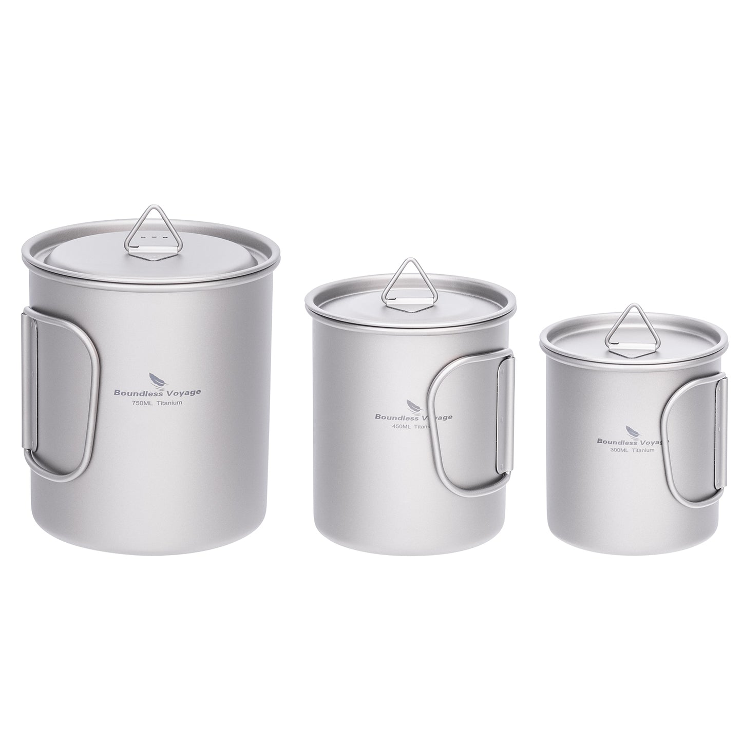 Boundless Voyage Titanium Camping Cup with Lid 300ml 450ml 750ml Stackable Lightweight Mug Pot for Backpacking, Hiking, Travel Durable Portable Cookware for Ultralight Outdoor Enthusiasts Ti3247D-Ti3250D