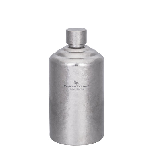 Boundless Voyage Reiner Titan-Flachmann 500ml/1000ml Whisky-Flasche Auslaufsicher Tragbarer Schnapsflachmann für Outdoor & Reisen, Camping, Wandern für Herren, Beschichtungsfrei, Enghals Ti3268D-Ti3269D