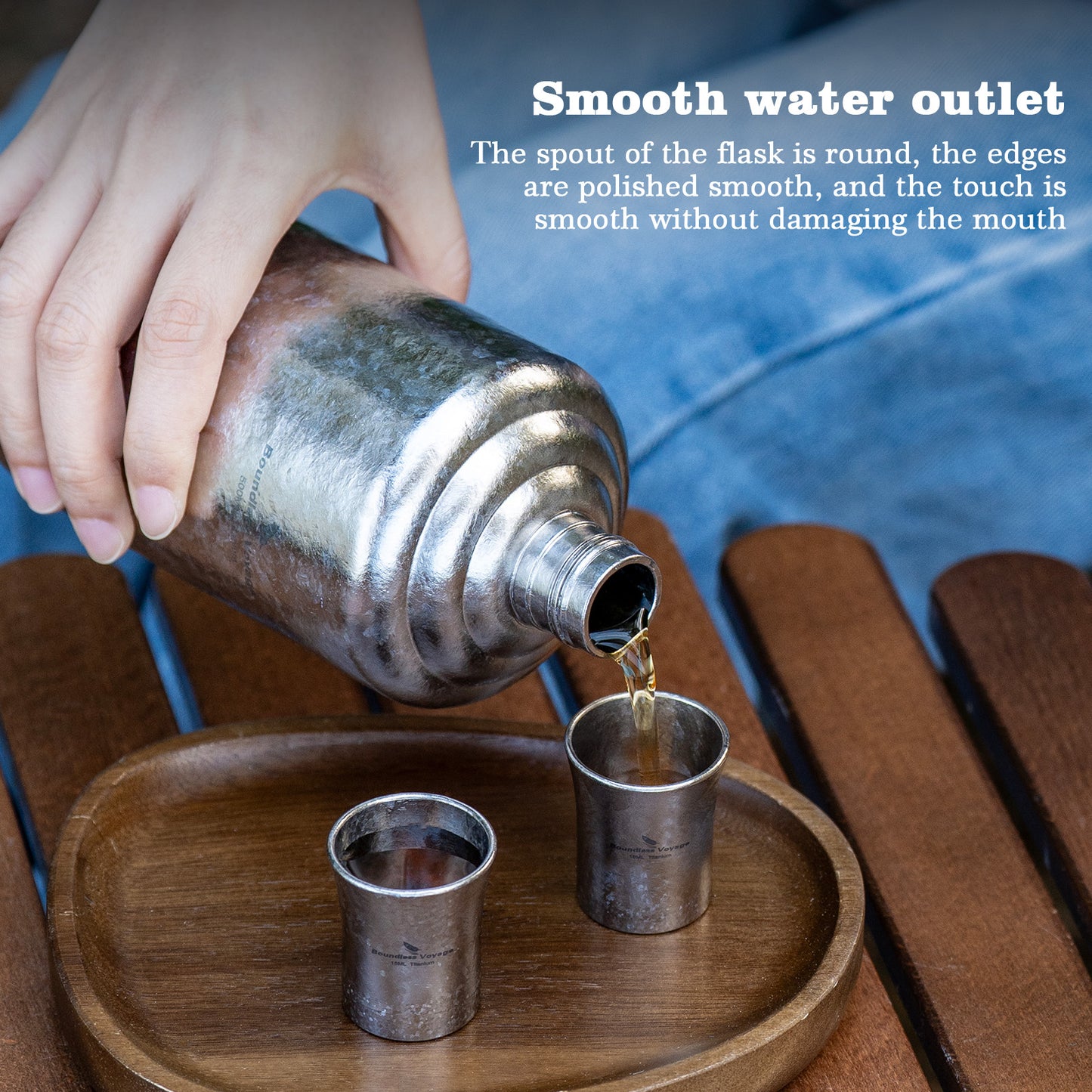 Boundless Voyage Pure Titanium Wine Flask 500ml/1000ml Whiskey Bottle Leakproof Portable Liquor Spirit Flask for Outdoor & Travel, Camping, Hiking for Men, Coating Free, Narrow-Mouth Ti3268D-Ti3269D