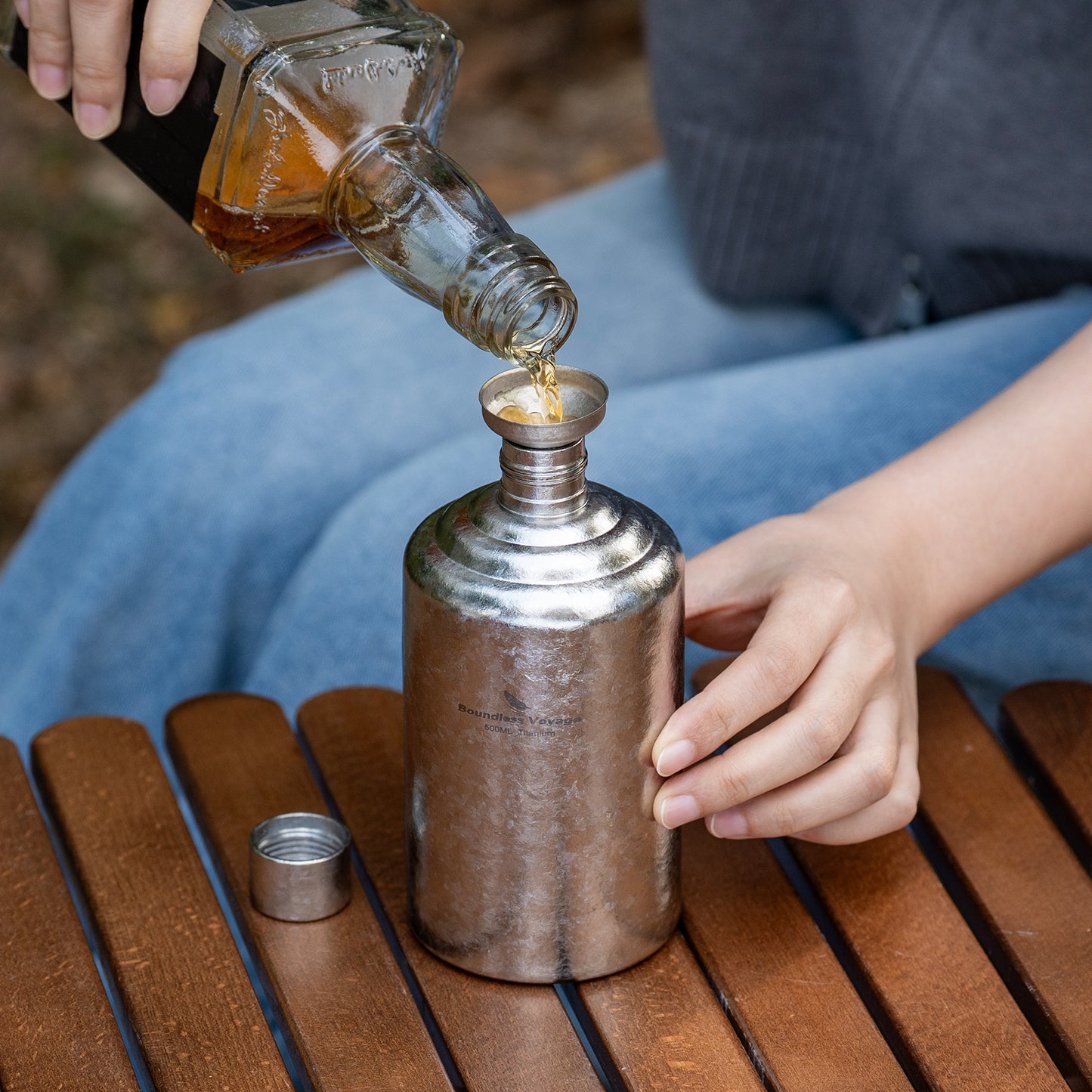 Boundless Voyage Pure Titanium Wine Flask 500ml/1000ml Whiskey Bottle Leakproof Portable Liquor Spirit Flask for Outdoor & Travel, Camping, Hiking for Men, Coating Free, Narrow-Mouth Ti3268D-Ti3269D
