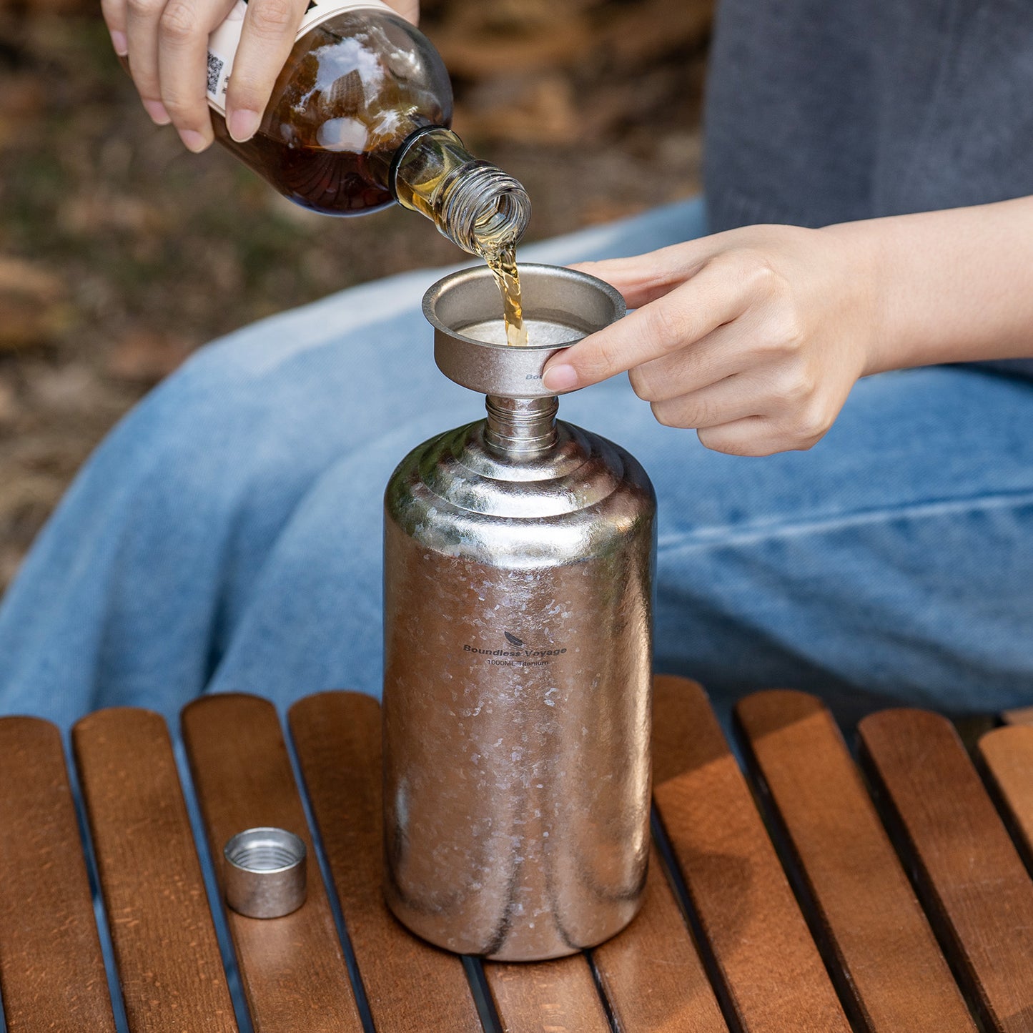 Boundless Voyage Pure Titanium Wine Flask 500ml/1000ml Whiskey Bottle Leakproof Portable Liquor Spirit Flask for Outdoor & Travel, Camping, Hiking for Men, Coating Free, Narrow-Mouth Ti3268D-Ti3269D