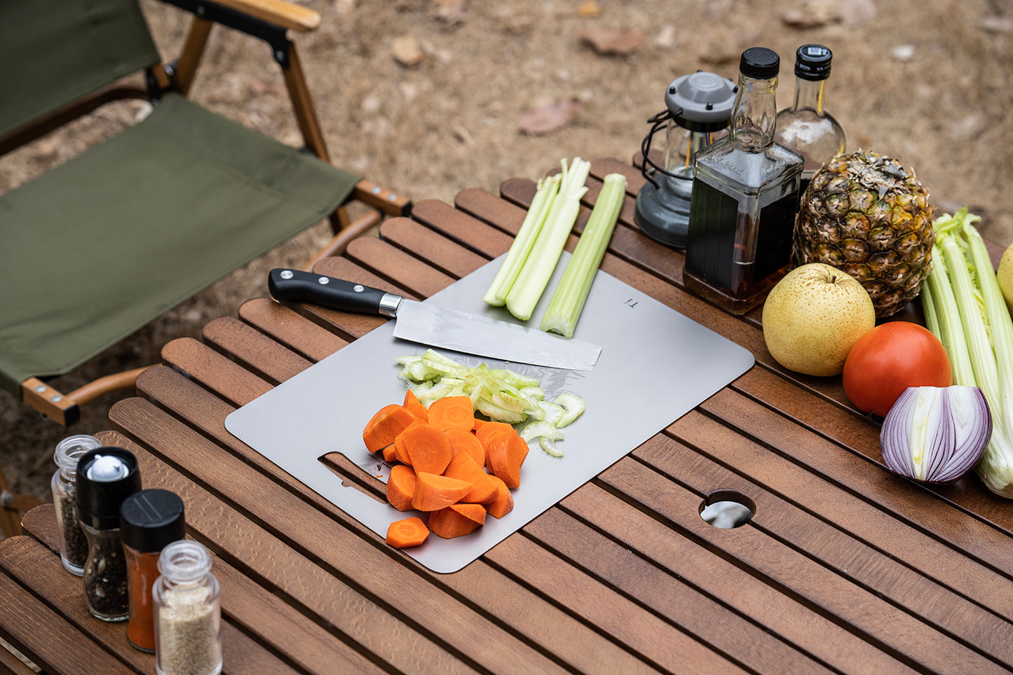 Boundless Voyage Titanium Cutting Board Natural Finish, Dual-Side Hanging Hole for Kitchen Camping Ti5000P-Ti5002P