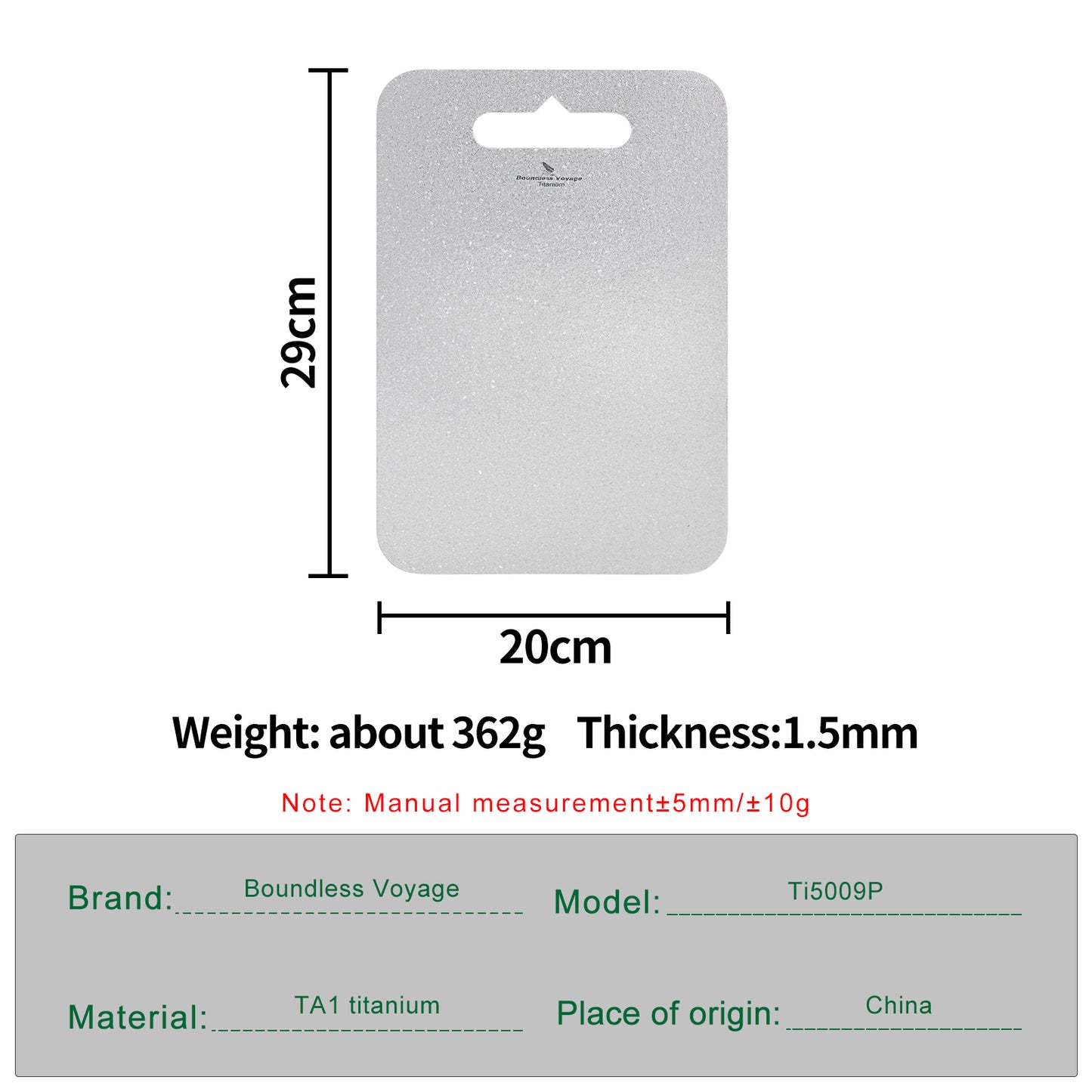 Boundless Voyage Titanium Multifunctional Cutting Board, Ultralight Rust-Proof Portable Food Prep Board for Outdoor Camping, Picnic & Household Kitchen Use Ti5009P-Ti5010P