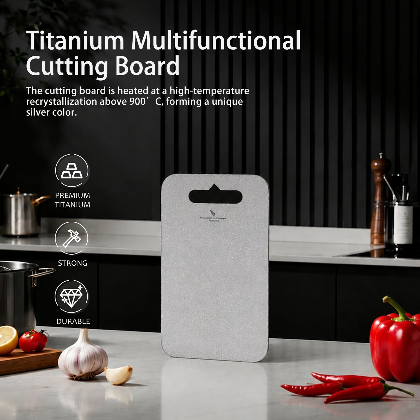 Boundless Voyage Titanium Multifunctional Cutting Board, Ultralight Rust-Proof Portable Food Prep Board for Outdoor Camping, Picnic & Household Kitchen Use Ti5009P-Ti5010P
