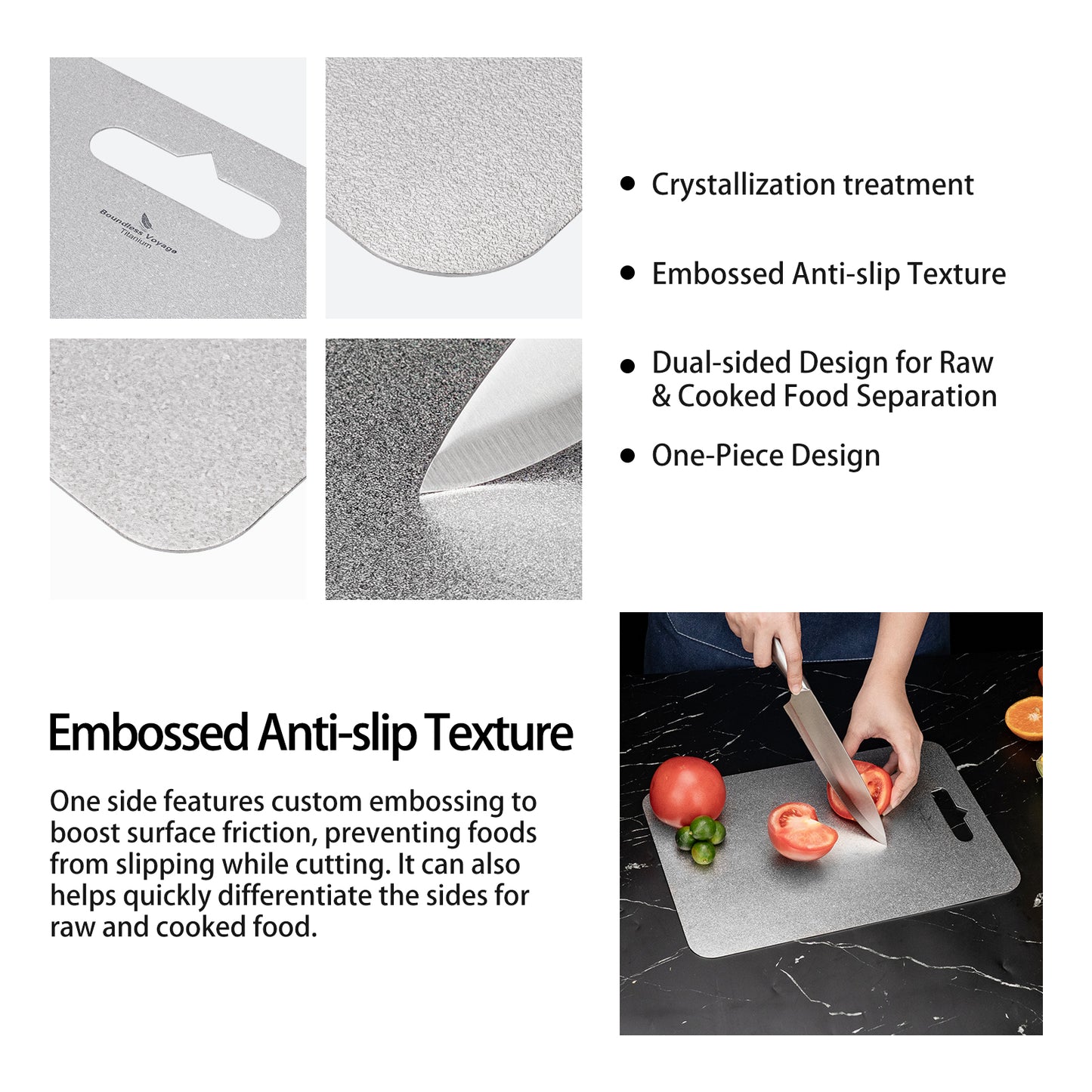 Boundless Voyage Titanium Multifunctional Cutting Board, Ultralight Rust-Proof Portable Food Prep Board for Outdoor Camping, Picnic & Household Kitchen Use Ti5009P-Ti5010P