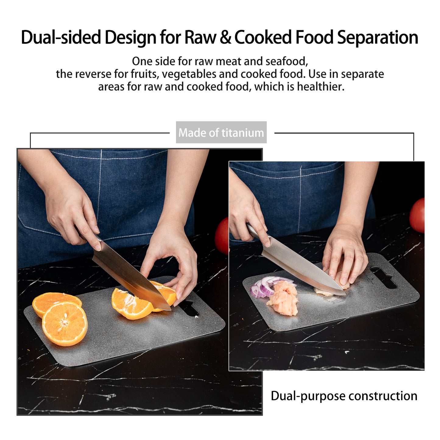 Boundless Voyage Titanium Multifunctional Cutting Board, Ultralight Rust-Proof Portable Food Prep Board for Outdoor Camping, Picnic & Household Kitchen Use Ti5009P-Ti5010P