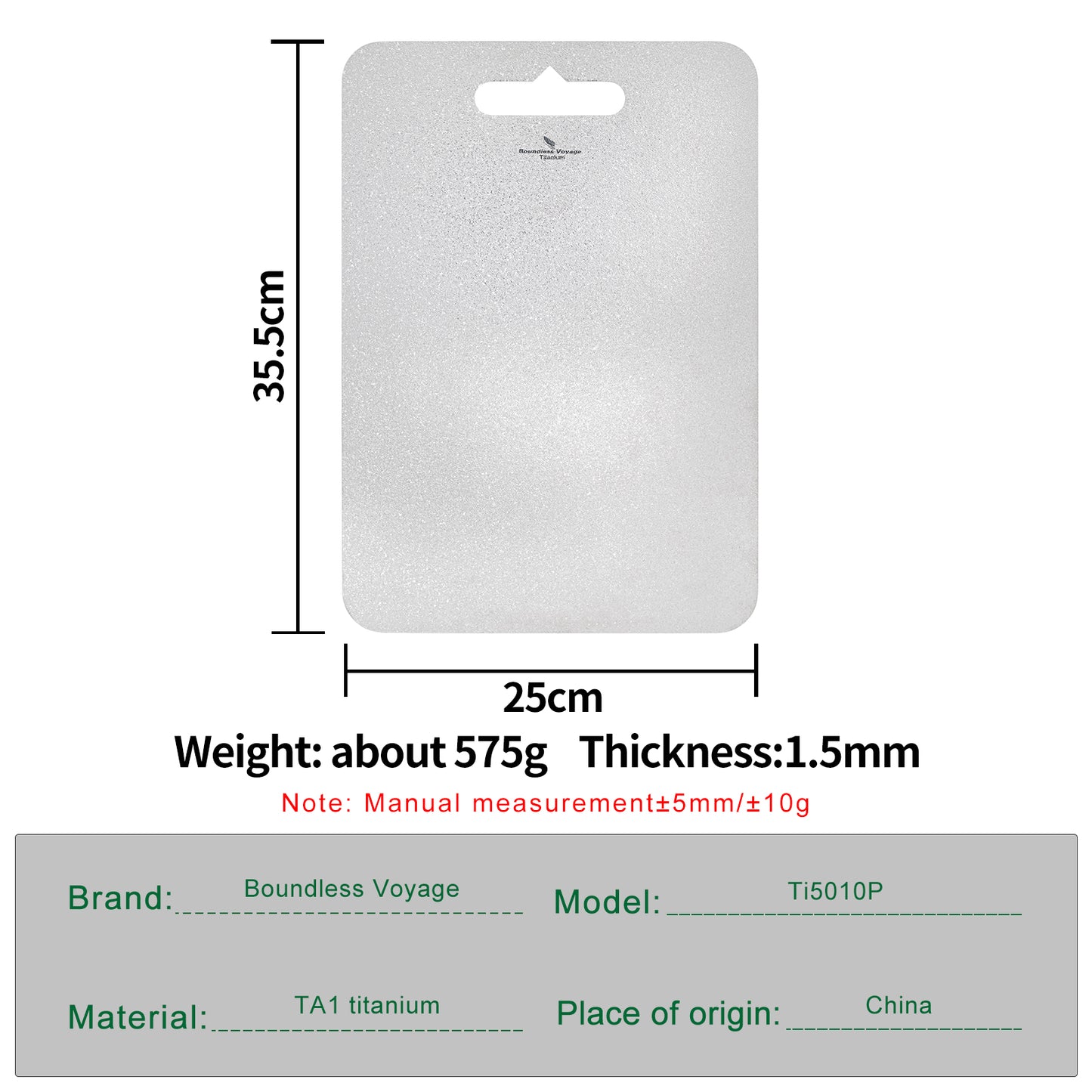Boundless Voyage Titanium Multifunctional Cutting Board, Ultralight Rust-Proof Portable Food Prep Board for Outdoor Camping, Picnic & Household Kitchen Use Ti5009P-Ti5010P
