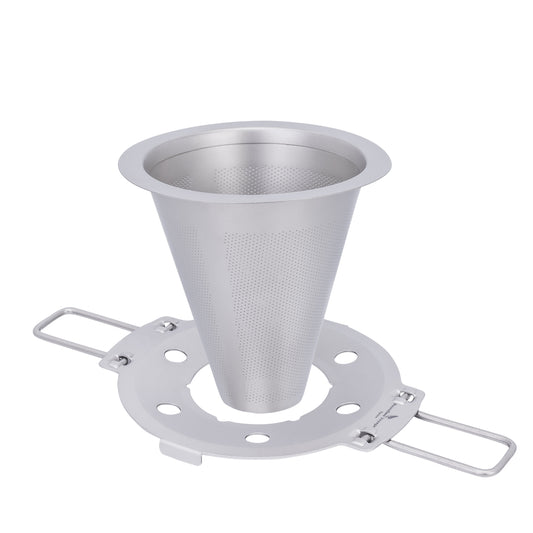 Boundless Voyage Titanium Pour Over Coffee Dripper, Paperless Reusable Metal Cone Coffee Filter with Foldable Holder, Portable Coffee Maker for Home Office Outdoor Travel Camping Ti6004P