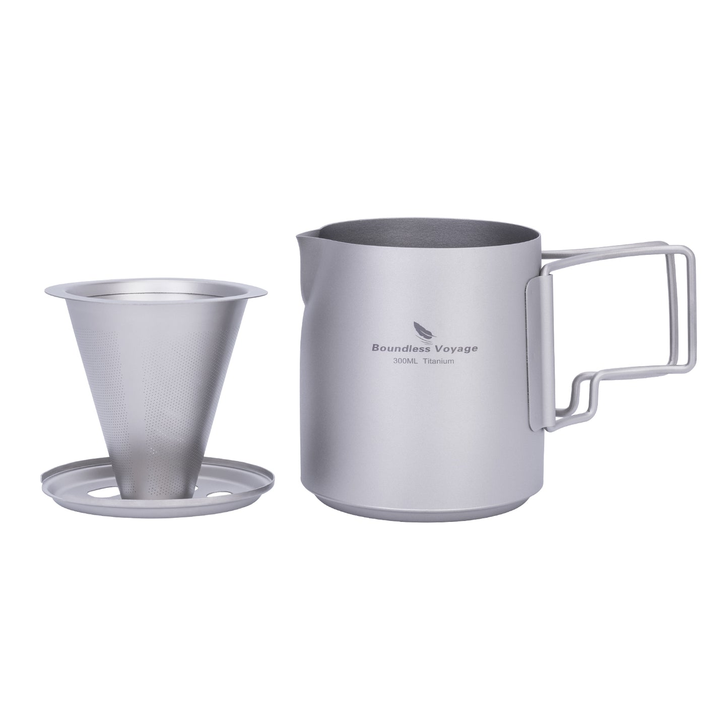 Boundless Voyage Titanium Portable Pour-over Coffee Set 300ml Coffee Mug with Detachable Dripper Outdoor Camping Coffee Maker