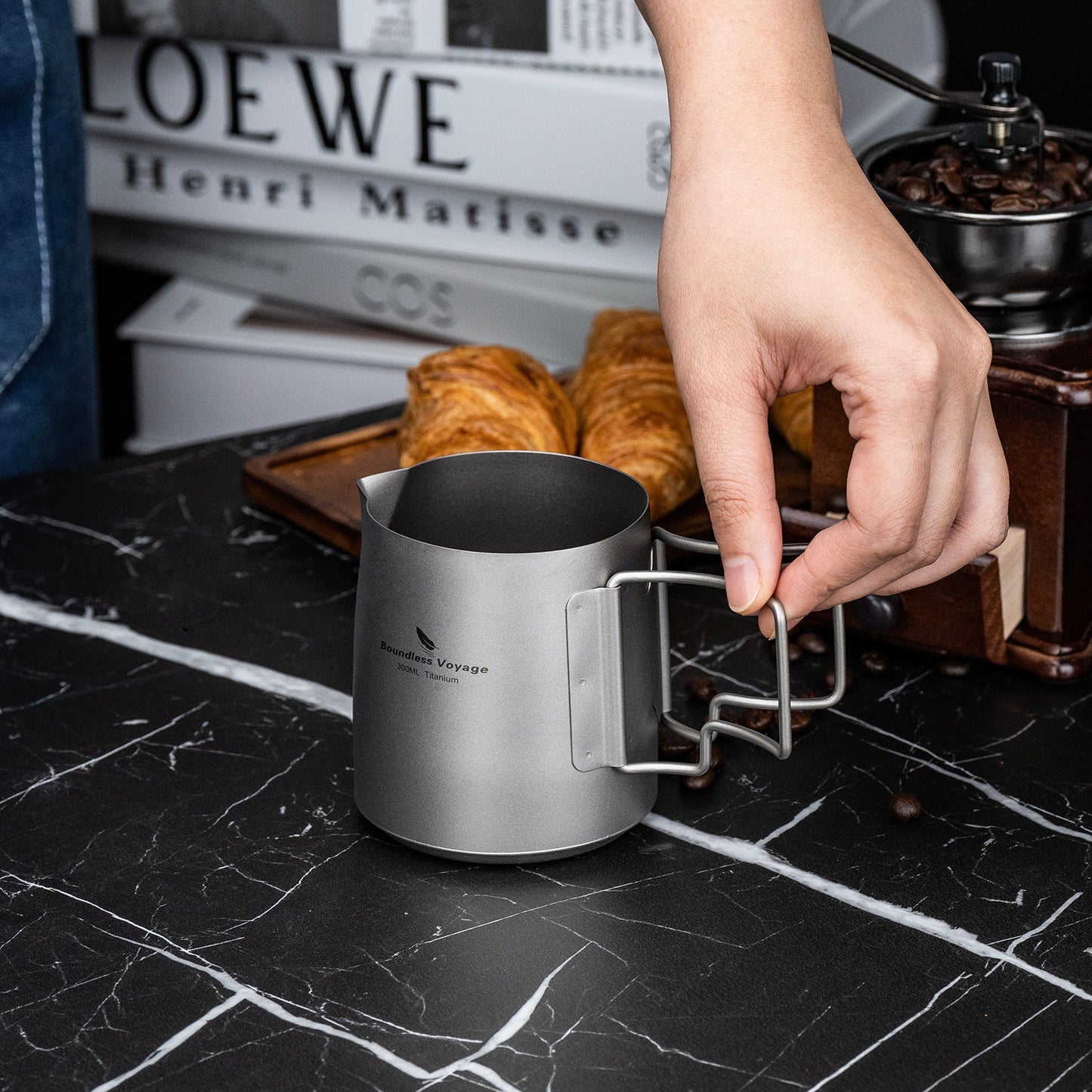 Boundless Voyage Titanium Portable Pour-over Coffee Set 300ml Coffee Mug with Detachable Dripper Outdoor Camping Coffee Maker