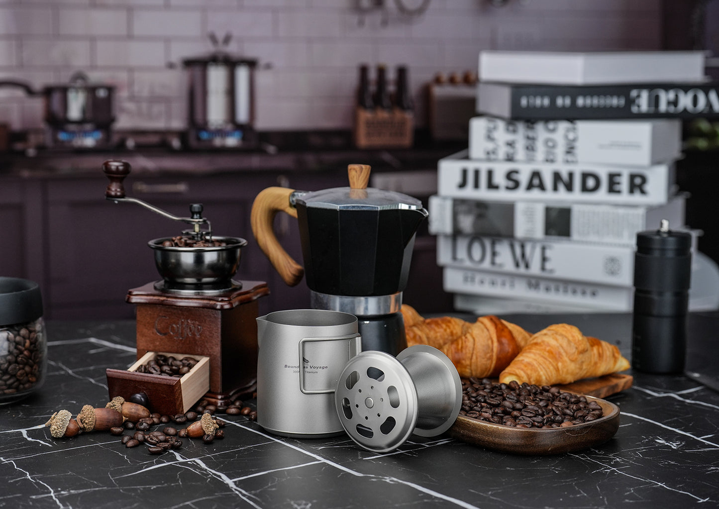 Boundless Voyage Titanium Portable Pour-over Coffee Set 300ml Coffee Mug with Detachable Dripper Outdoor Camping Coffee Maker