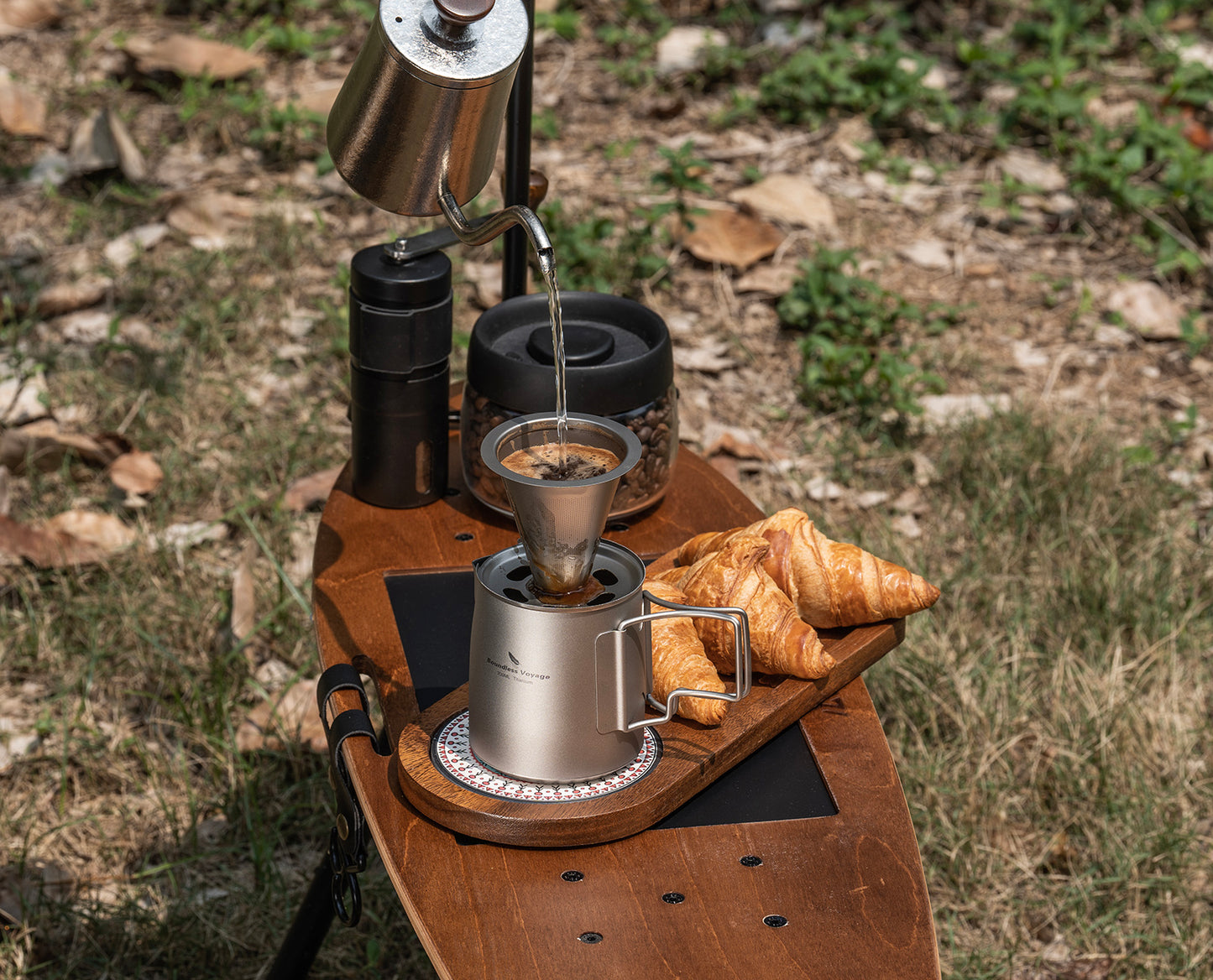 Boundless Voyage Titanium Portable Pour-over Coffee Set 300ml Coffee Mug with Detachable Dripper Outdoor Camping Coffee Maker