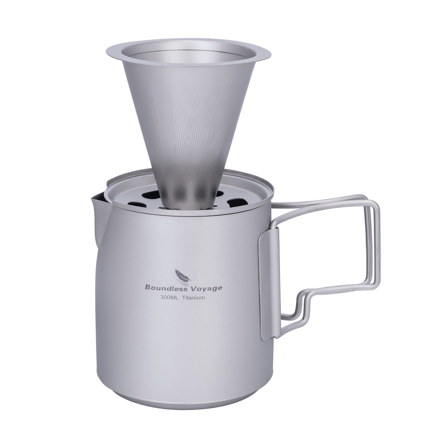 Boundless Voyage Titanium Portable Pour-over Coffee Set 300ml Coffee Mug with Detachable Dripper Outdoor Camping Coffee Maker