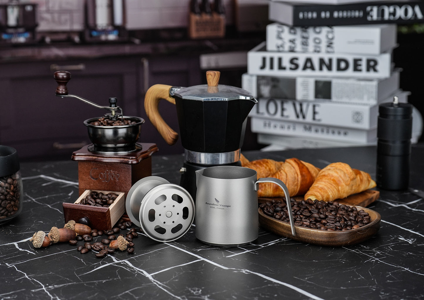Boundless Voyage Titanium Portable Pour-over Coffee Set 300ml Coffee Mug with Detachable Dripper Outdoor Camping Coffee Maker Ti6008P