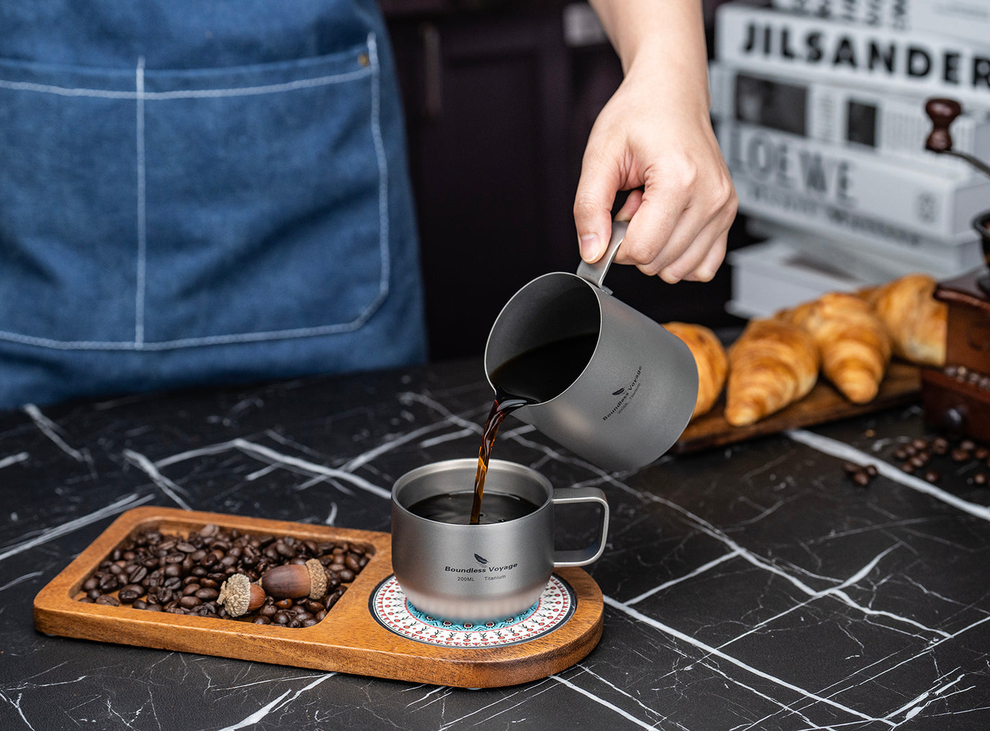 Boundless Voyage Titanium Portable Pour-over Coffee Set 300ml Coffee Mug with Detachable Dripper Outdoor Camping Coffee Maker Ti6008P