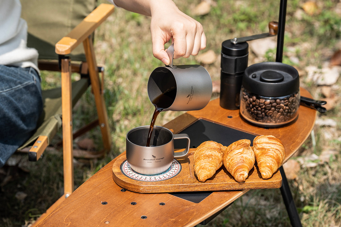 Boundless Voyage Titanium Portable Pour-over Coffee Set 300ml Coffee Mug with Detachable Dripper Outdoor Camping Coffee Maker Ti6008P