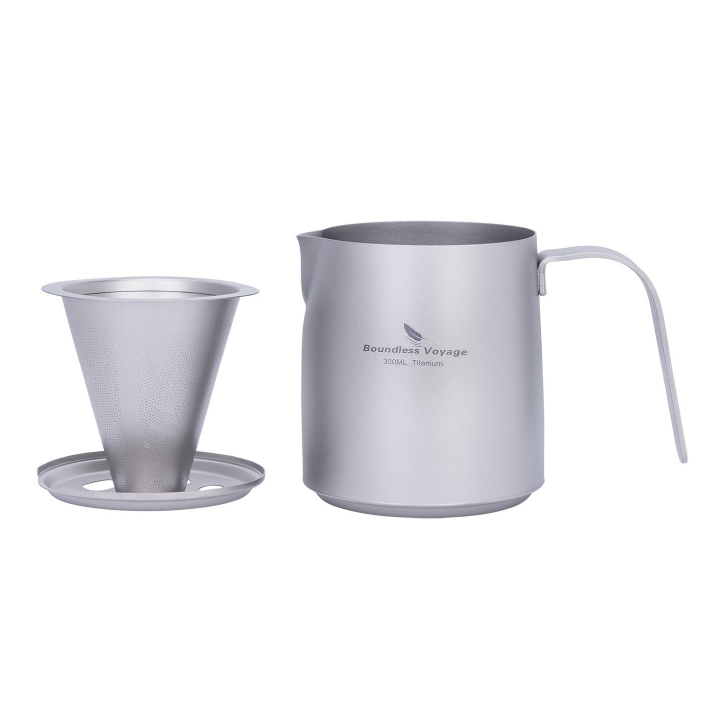 Boundless Voyage Titanium Portable Pour-over Coffee Set 300ml Coffee Mug with Detachable Dripper Outdoor Camping Coffee Maker Ti6008P