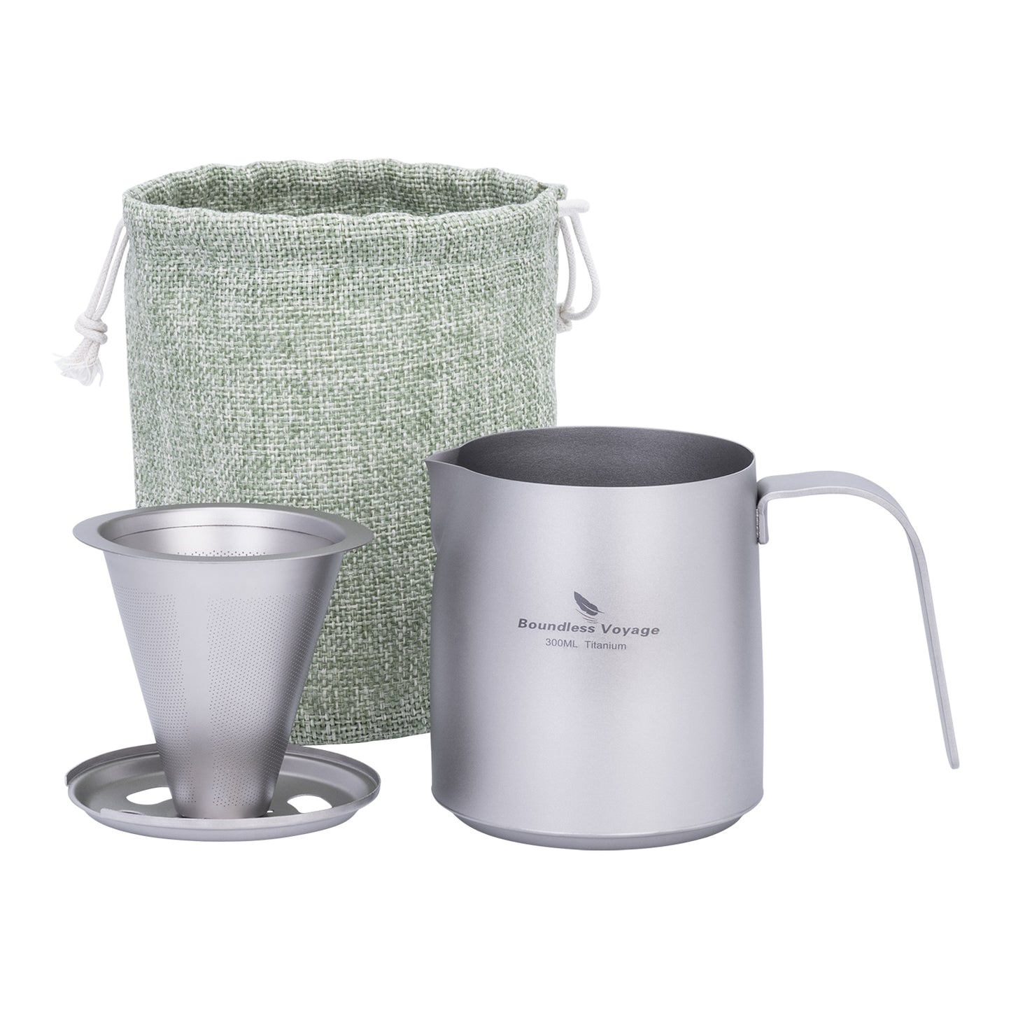 Boundless Voyage Titanium Portable Pour-over Coffee Set 300ml Coffee Mug with Detachable Dripper Outdoor Camping Coffee Maker Ti6008P