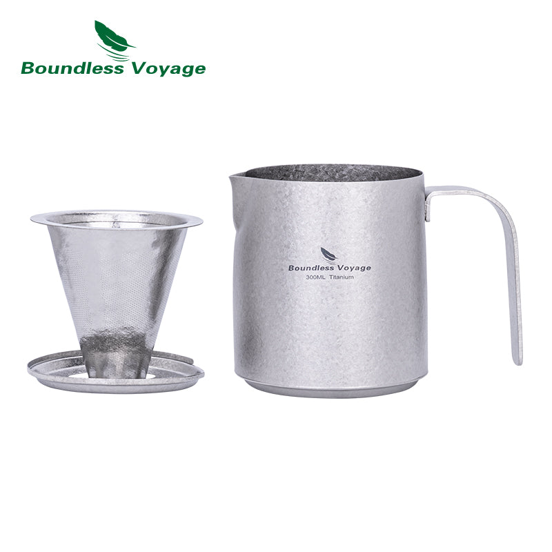Boundless Voyage Titanium Portable Pour-over Coffee Set 300ml Coffee Mug with Detachable Dripper Outdoor Camping Coffee Maker Ti6008P