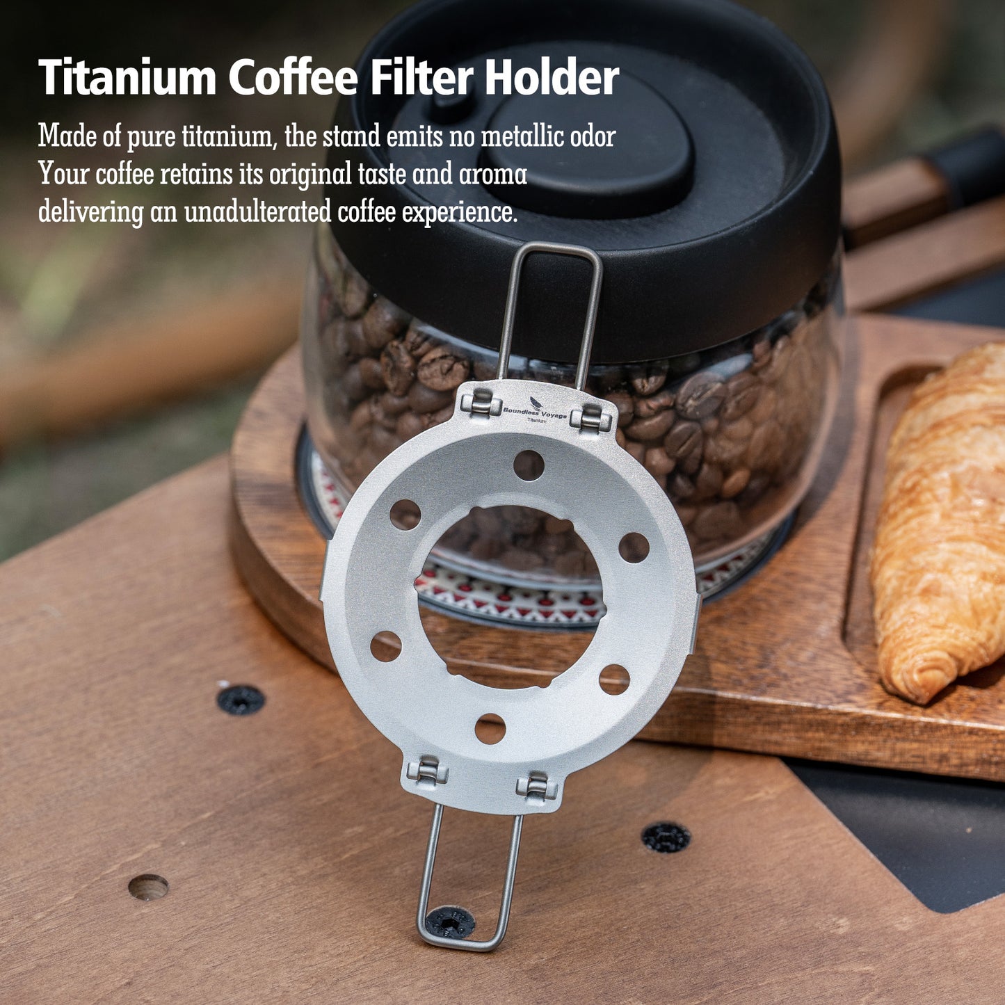 Boundless Voyage Titanium Pour Over Coffee Filter Holder, Lightweight Portable Reusable Coffee Dripper Stand for Outdoor Camping Daily Brewing  Ti6021P