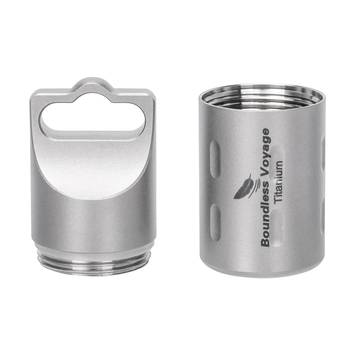 Ti9009A pure titanium standard pill box with screw lid and integrated lanyard hole