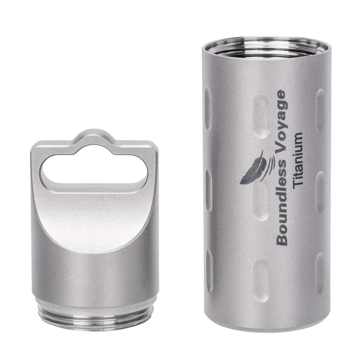 Ti9009B pure titanium long single-compartment pill box with screw lid and lanyard hole