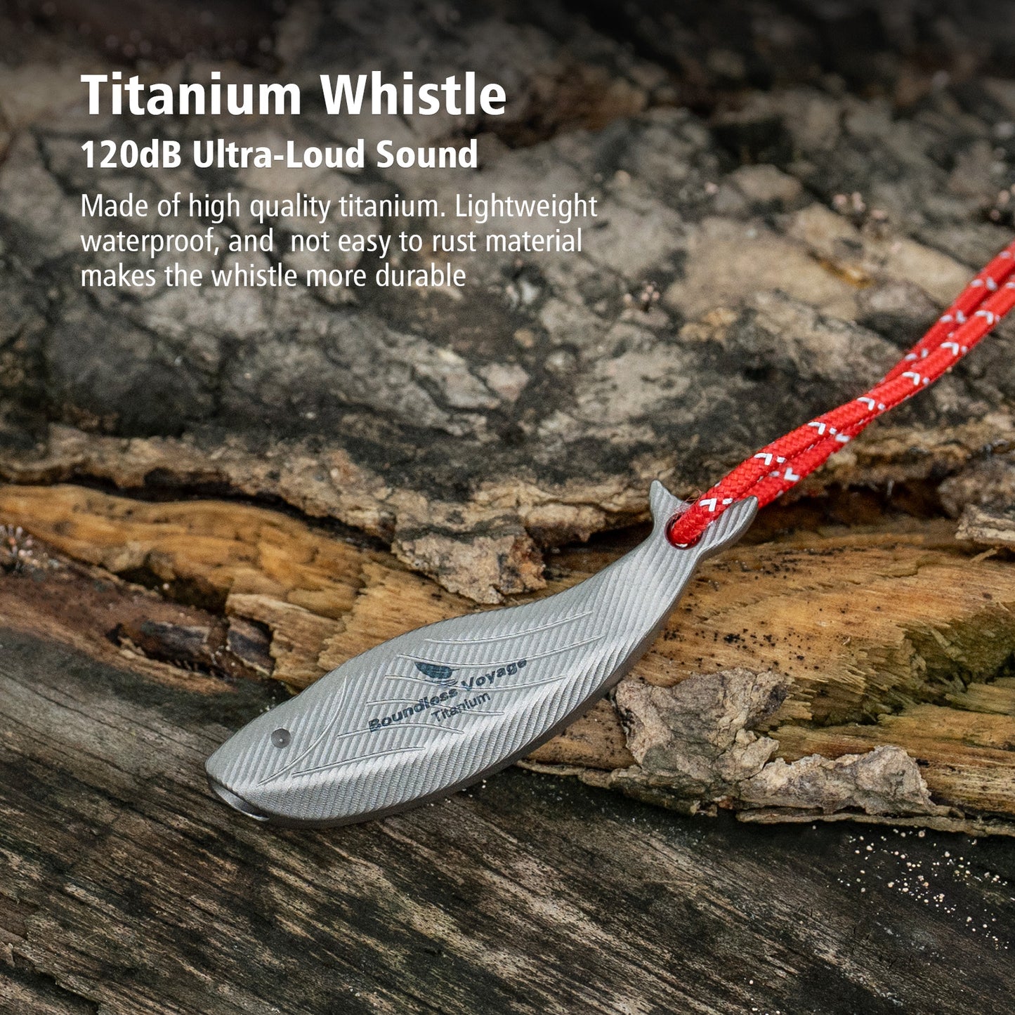Boundless Voyage 120dB Titanium Survival Whistle Compact Emergency Safety Whistle Ultra-Light & Anti-Corrosion Rust-Proof Whistles for Outdoor, Hiking, Camping & Rescue Ti9026O