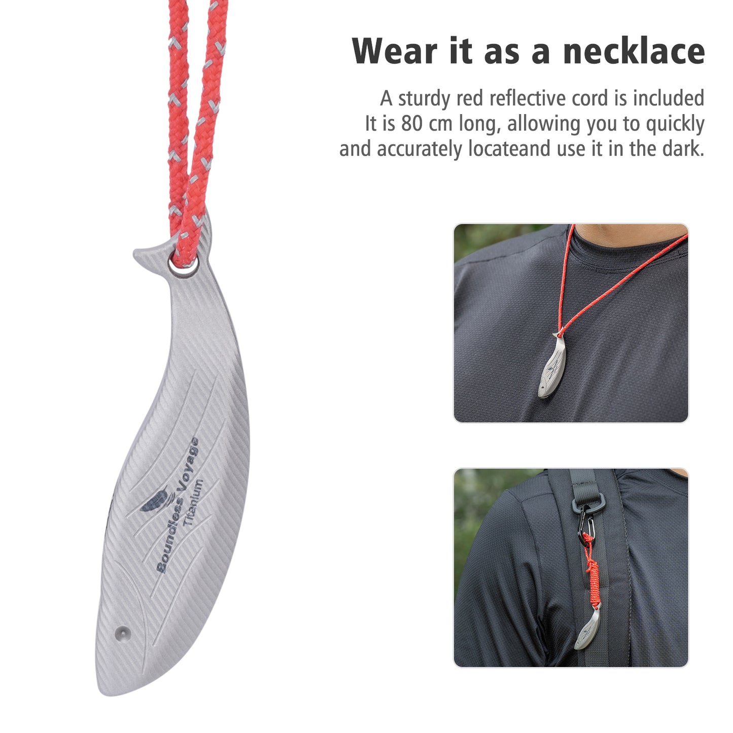 Boundless Voyage 120dB Titanium Survival Whistle Compact Emergency Safety Whistle Ultra-Light & Anti-Corrosion Rust-Proof Whistles for Outdoor, Hiking, Camping & Rescue Ti9026O