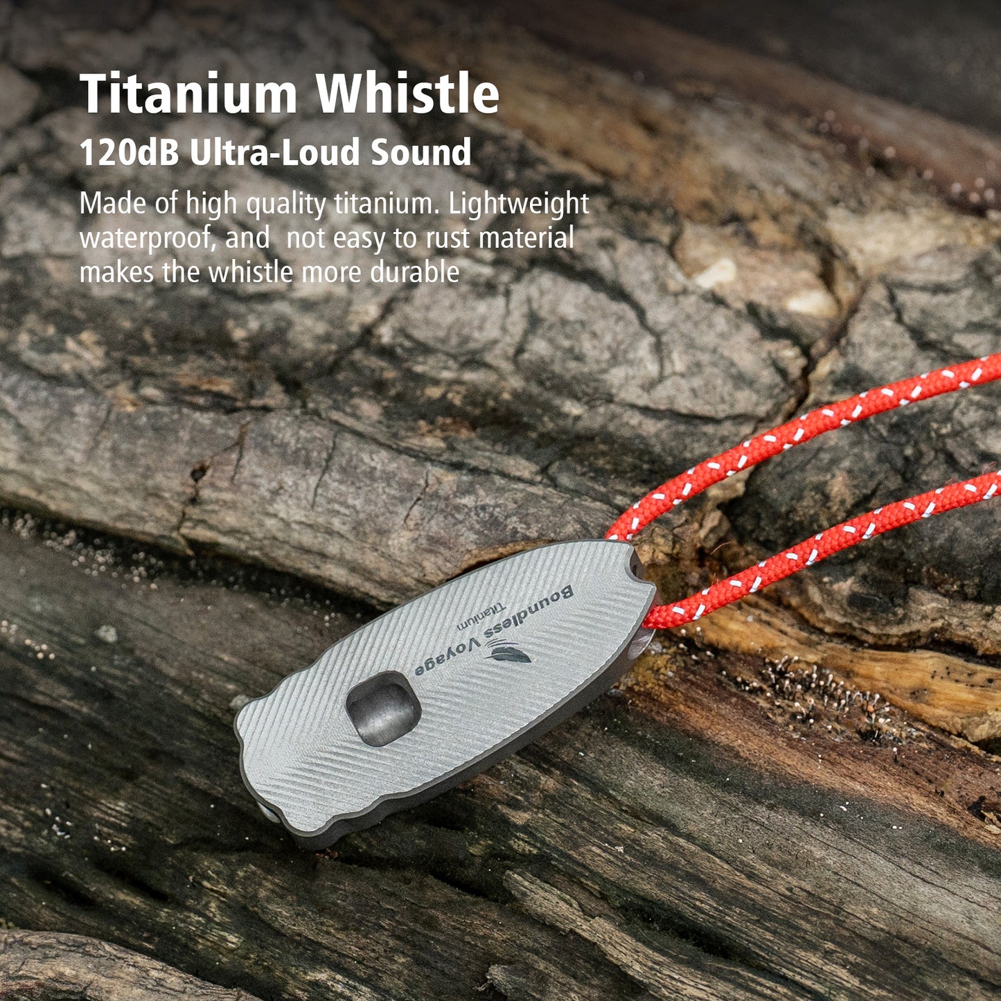 Boundless Voyage 120dB Titanium Survival Whistle Compact Emergency Safety Whistle Ultra-Light & Anti-Corrosion Rust-Proof Whistles for Outdoor, Hiking, Camping & Rescue Ti9027O