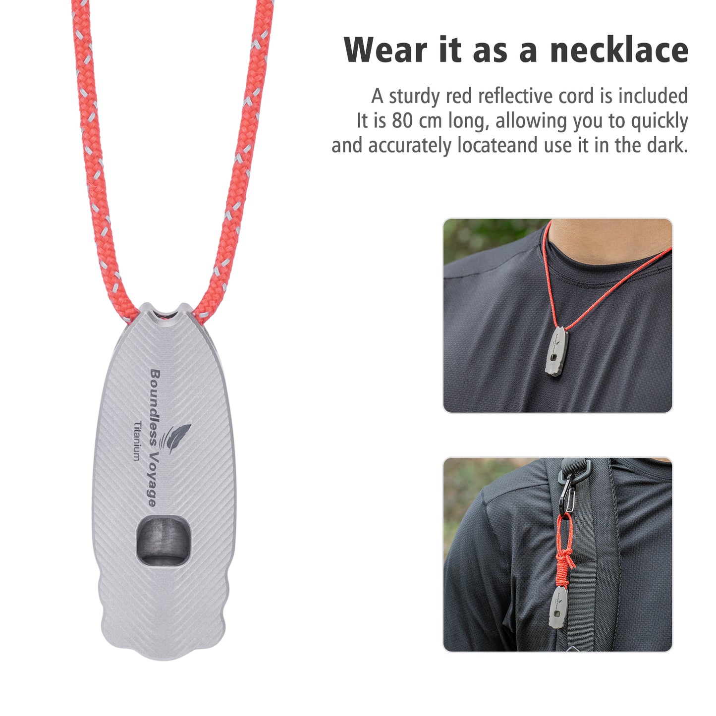 Boundless Voyage 120dB Titanium Survival Whistle Compact Emergency Safety Whistle Ultra-Light & Anti-Corrosion Rust-Proof Whistles for Outdoor, Hiking, Camping & Rescue Ti9027O