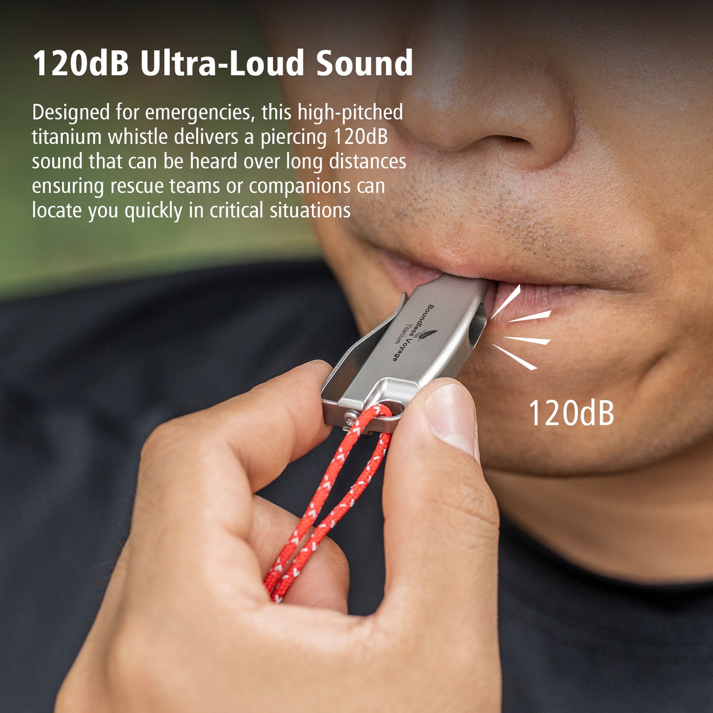 Boundless Voyage 120dB Titanium Survival Whistle Compact Emergency Safety Whistle Ultra-Light & Anti-Corrosion Rust-Proof Whistles for Outdoor, Hiking, Camping & Rescue Ti9028O