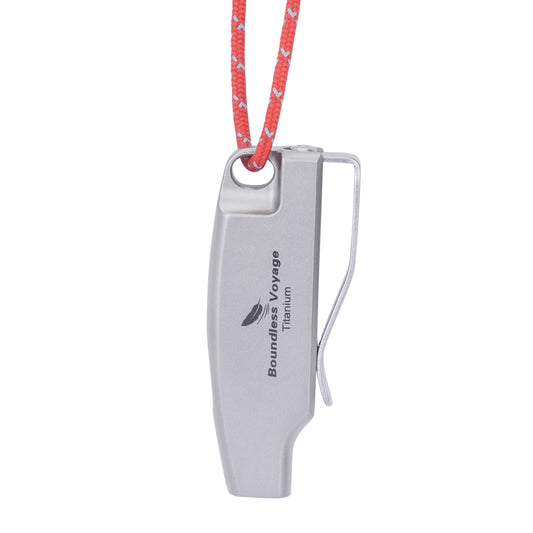Boundless Voyage 120dB Titanium Survival Whistle Compact Emergency Safety Whistle Ultra-Light & Anti-Corrosion Rust-Proof Whistles for Outdoor, Hiking, Camping & Rescue Ti9028O